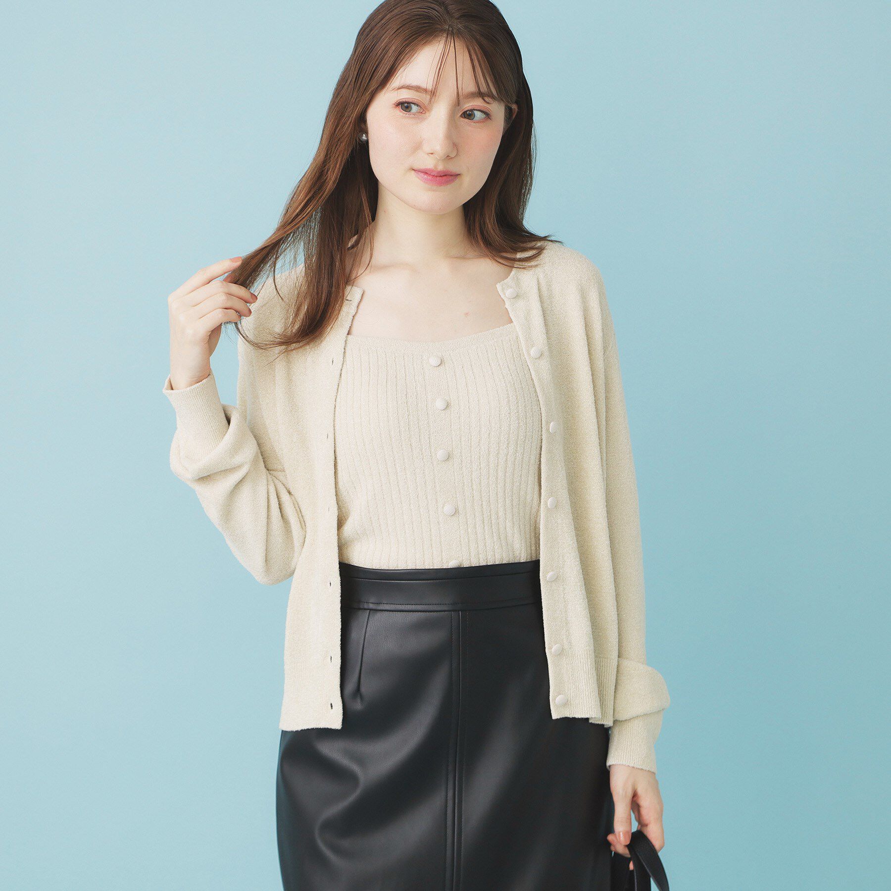 index「ミニモールラメビスチェキャミ/アンサンブル対応【洗濯機OK】」|ニット・セーター|