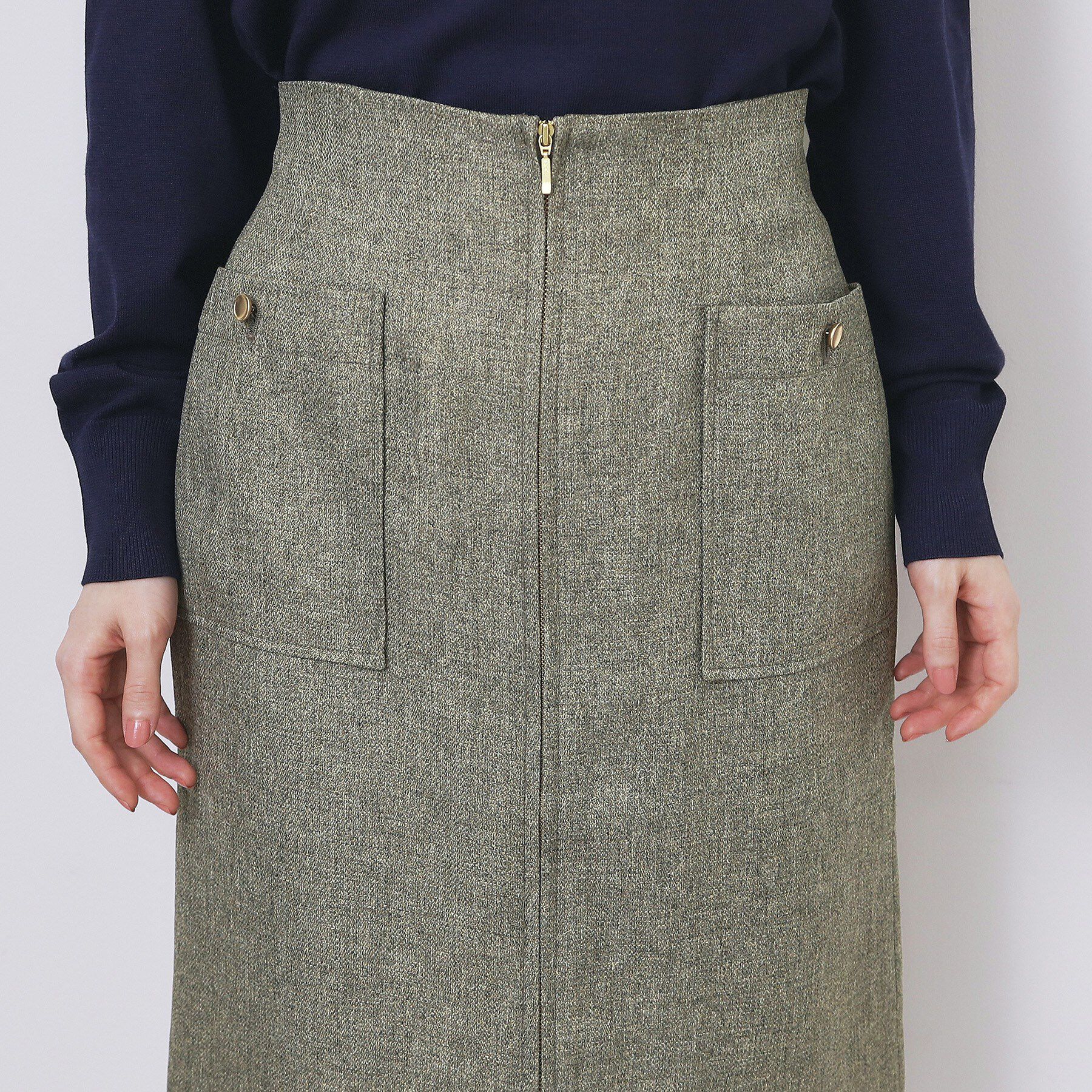 index「ツイード調フロントジップタイトスカート【洗濯機OK/防シワ】」|スカート|