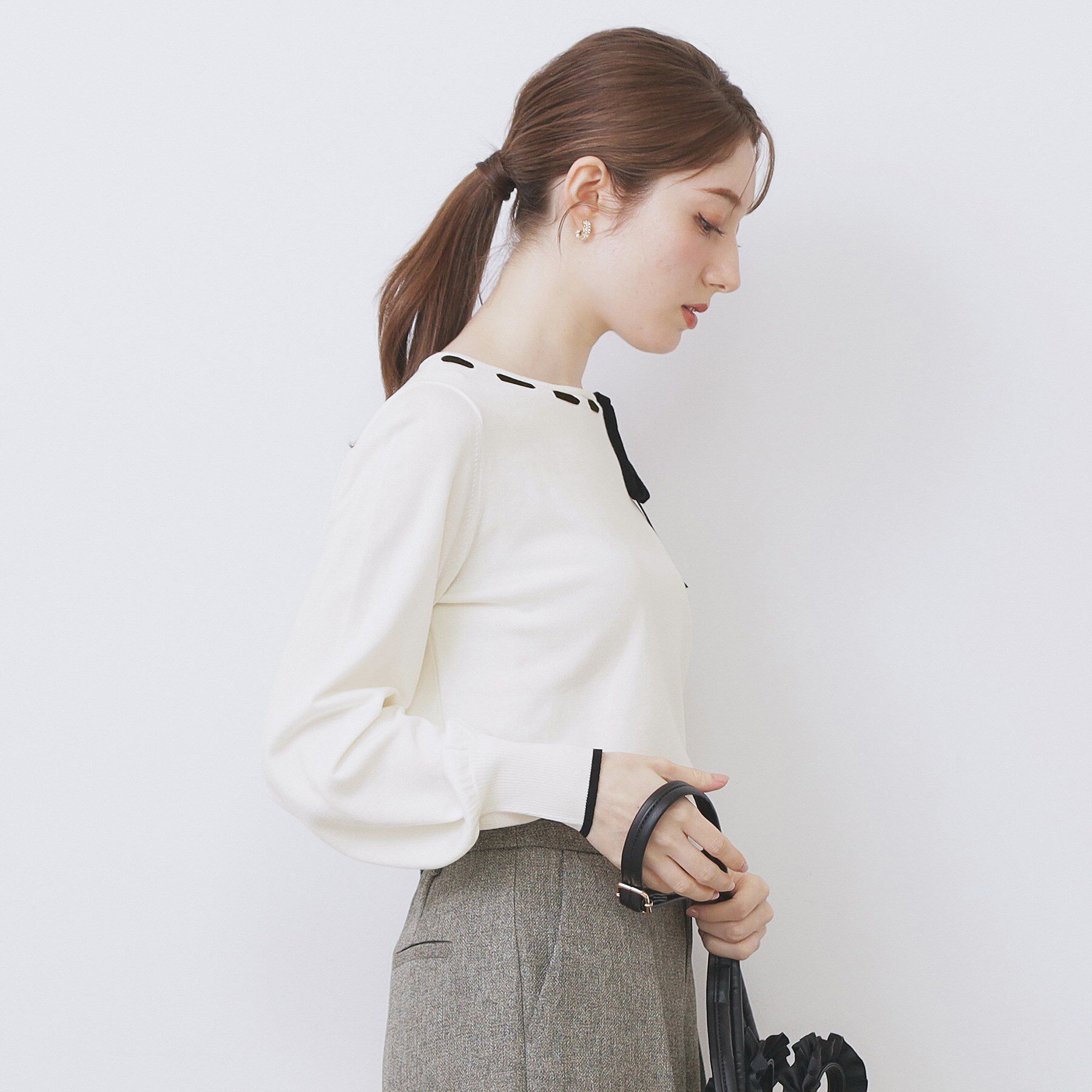 index「はしごリボンバイカラーニット【洗濯機OK】」|ニット・セーター|