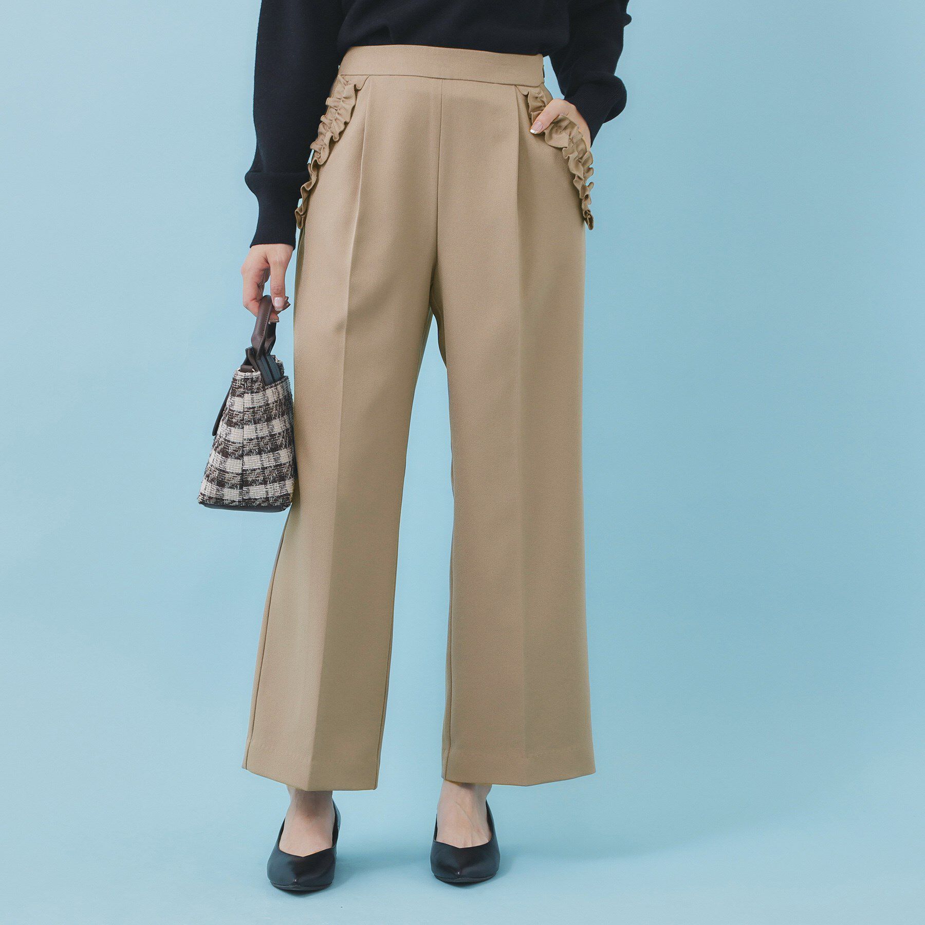 index「フリルポケットストレートパンツ【洗濯機OK/防シワ】」|その他|