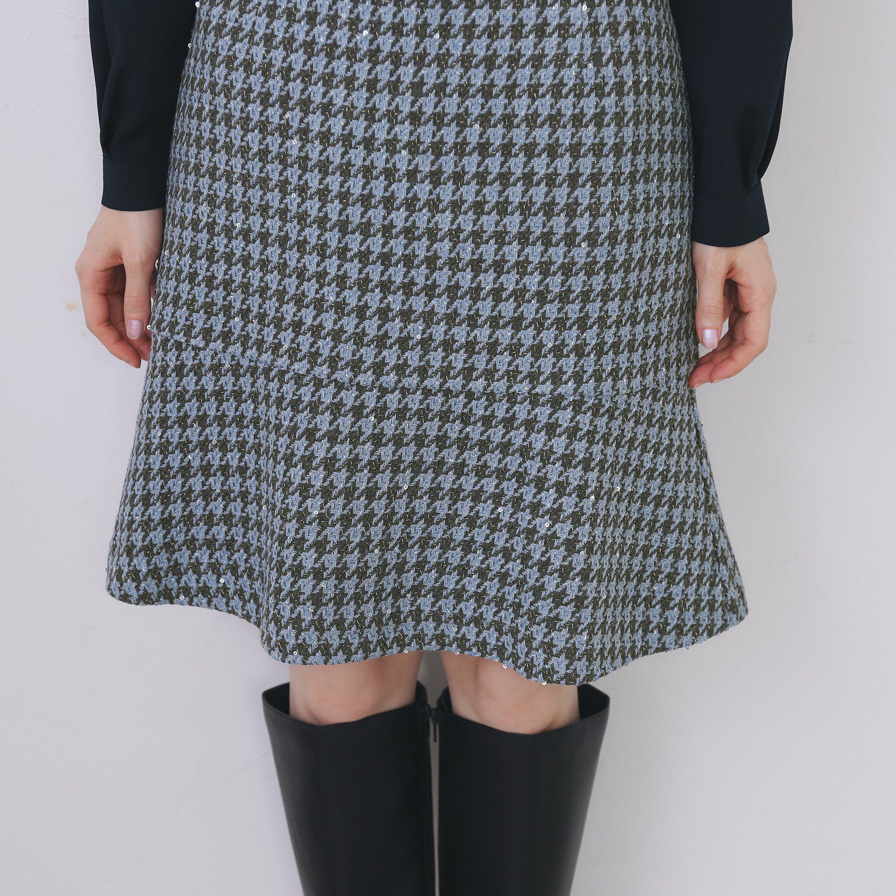 index「ラメスパンコール千鳥柄ペプラムミニスカート【洗濯機OK/イージーアイロン】」|スカート|