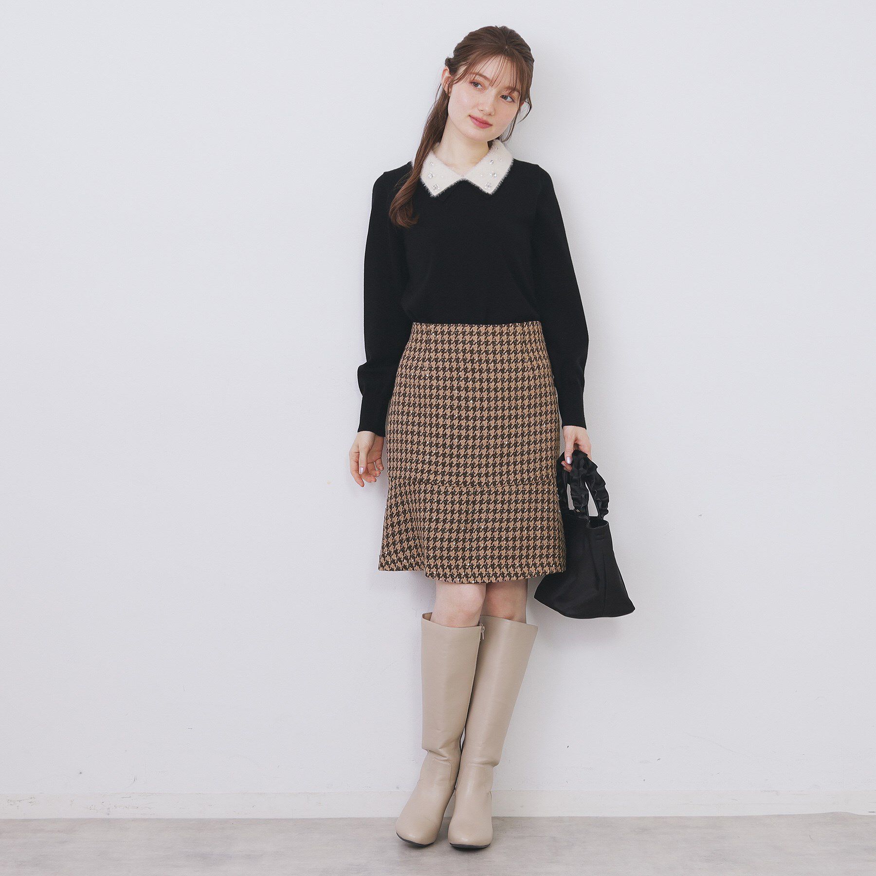 index「ラメスパンコール千鳥柄ペプラムミニスカート【洗濯機OK/イージーアイロン】」|スカート|