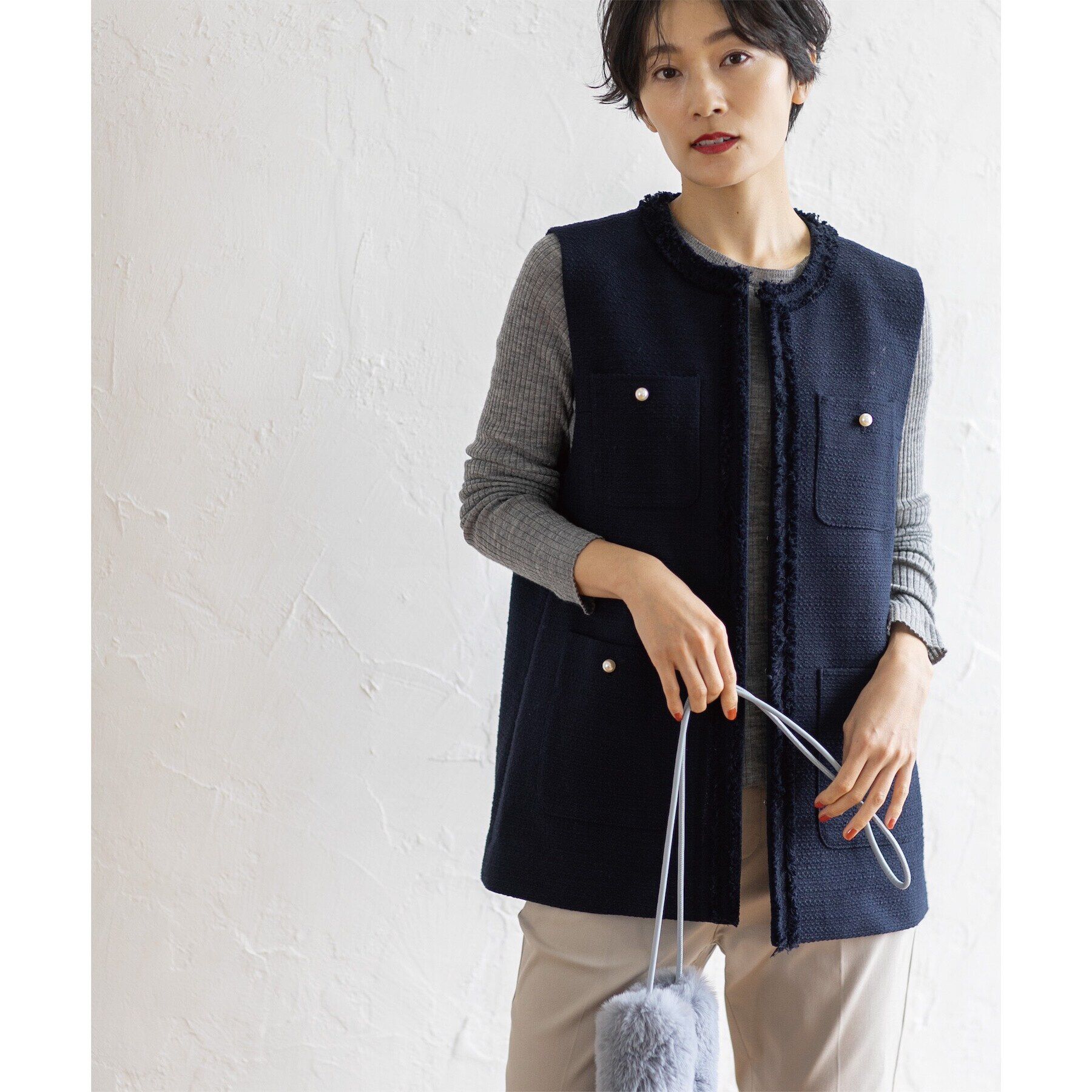 OPAQUE.CLIP「《通勤・セレモニー対応》コットンツイードジレ」|ベスト・ジレ|