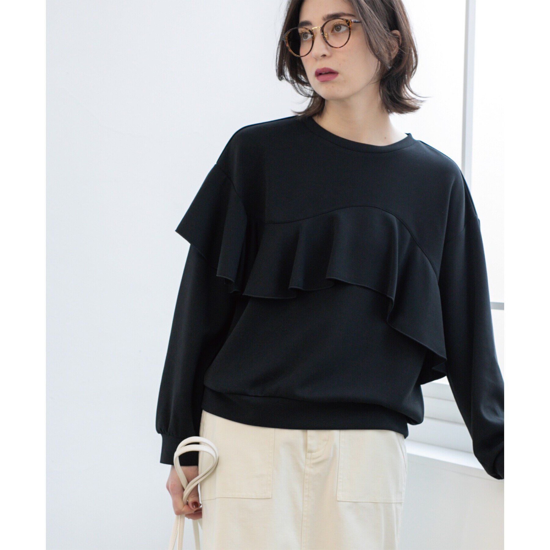 OPAQUE.CLIP「フリルアシメトップス【洗濯機洗い可】」|Tシャツ・カットソー|