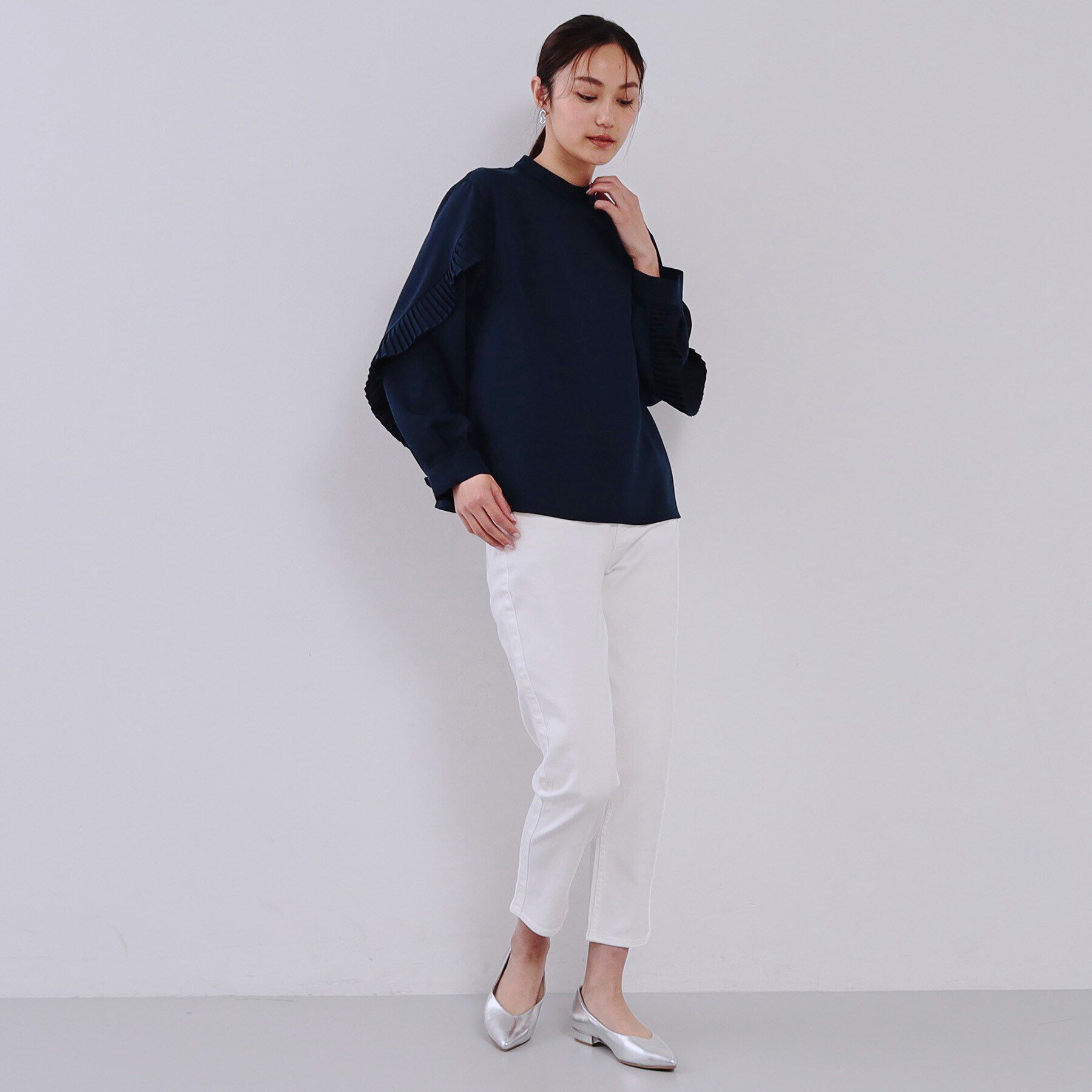 OPAQUE.CLIP「《美人百花掲載》プリーツフリルスリーブブラウス【洗濯機洗い可】」|シャツ・ブラウス|