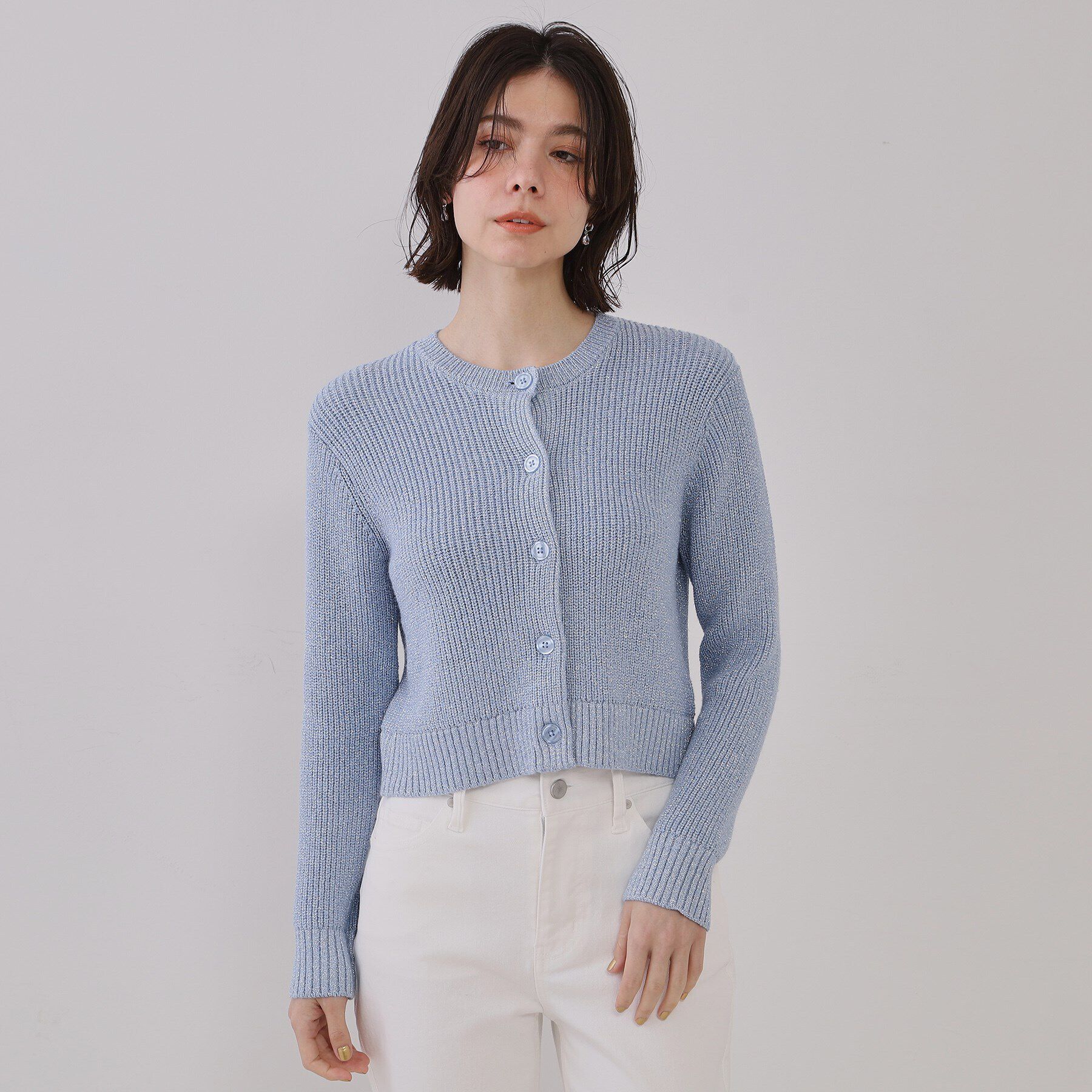 OPAQUE.CLIP「ラメヤーンニットカーディガン【洗濯機洗い可】」|カーディガン|