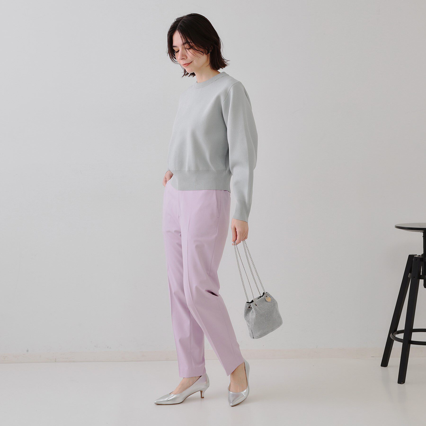 OPAQUE.CLIP「ラメボリュームスリーブニット【洗濯機洗い可】」|ニット・セーター|