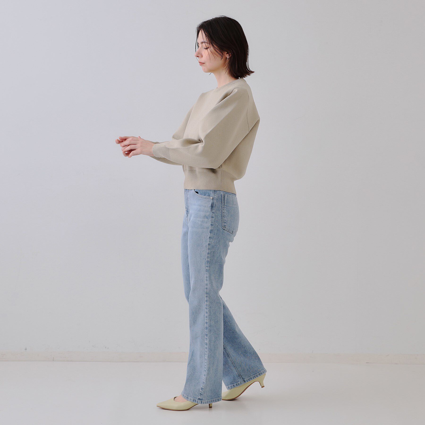 OPAQUE.CLIP「ラメボリュームスリーブニット【洗濯機洗い可】」|ニット・セーター|