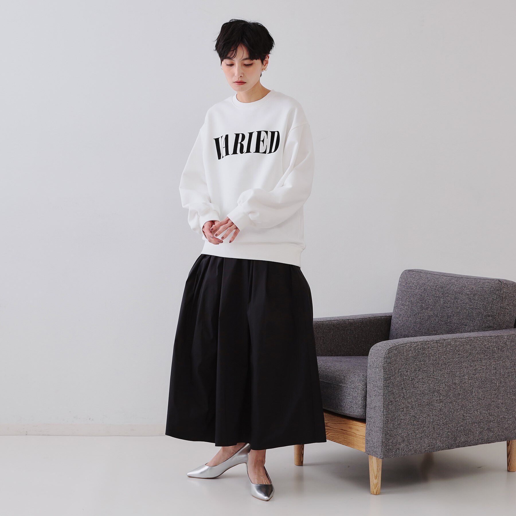 OPAQUE.CLIP「フロッキーロゴスウェット【洗濯機洗い可】」|Tシャツ・カットソー|