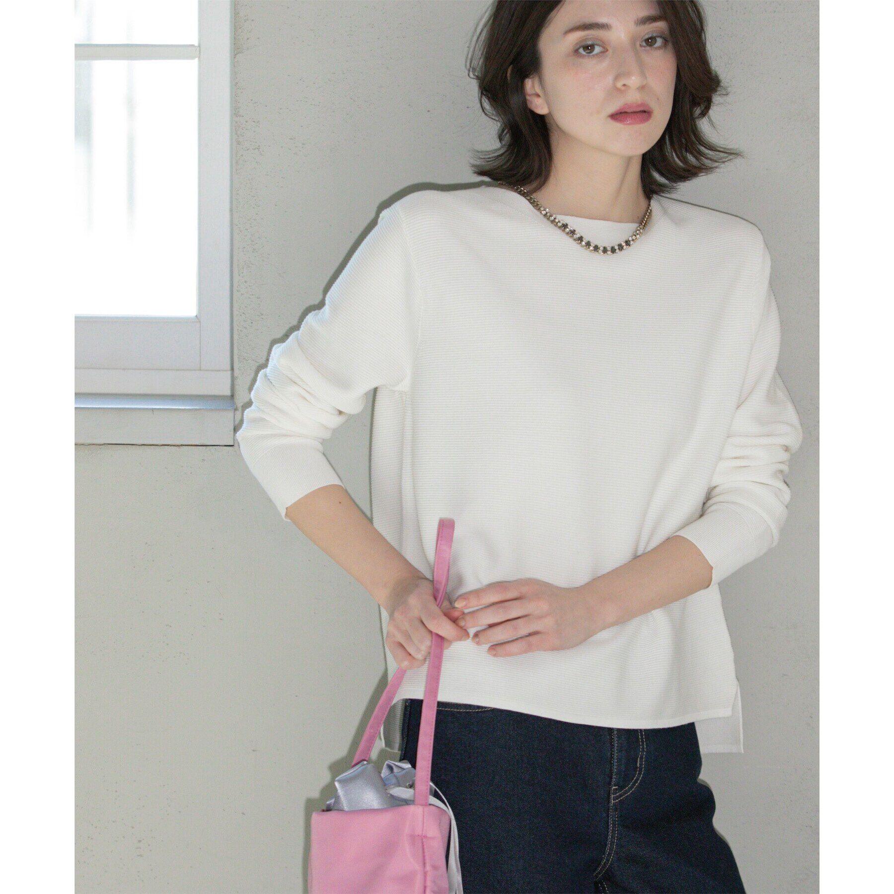 OPAQUE.CLIP「ボートネックニット/オーガニックコットン混【UV/洗濯機洗い可】」|ニット・セーター|