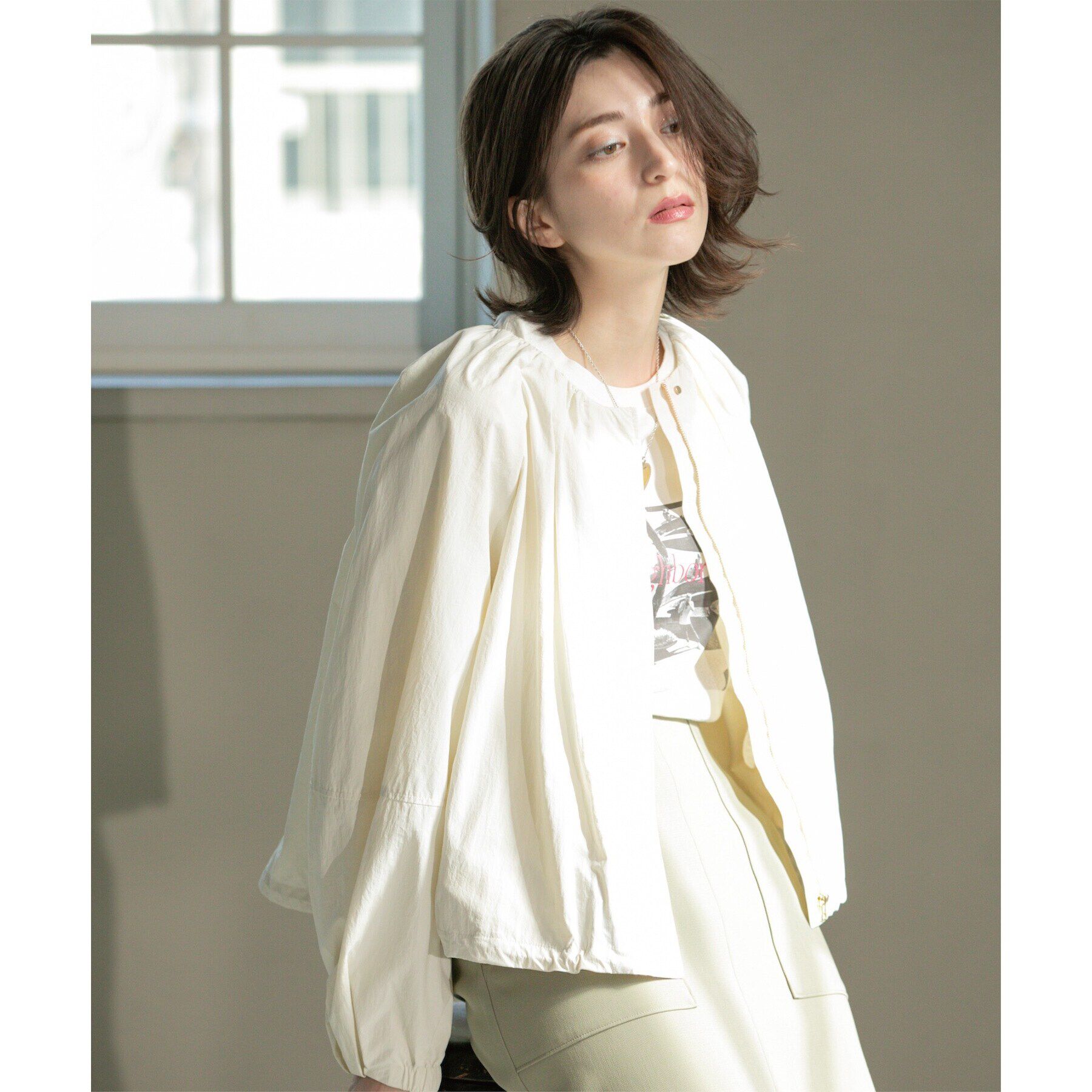 OPAQUE.CLIP「撥水ノーカーラーブルゾン【UV/洗濯機洗い可】」|ノーカラーコート|