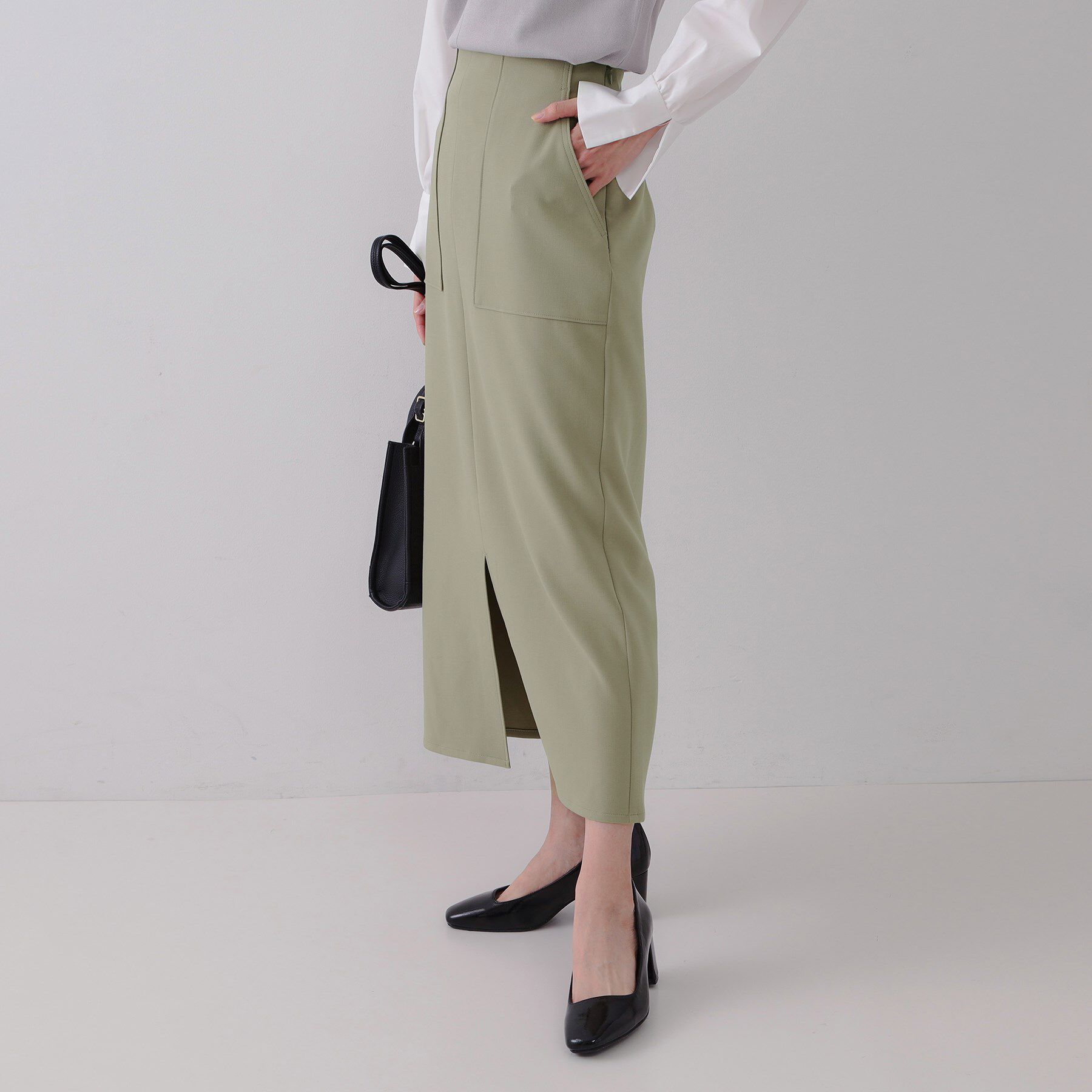 OPAQUE.CLIP「ストレッチダブルポケットタイトスカート【洗濯機洗い可/防シワ】」|スカート|