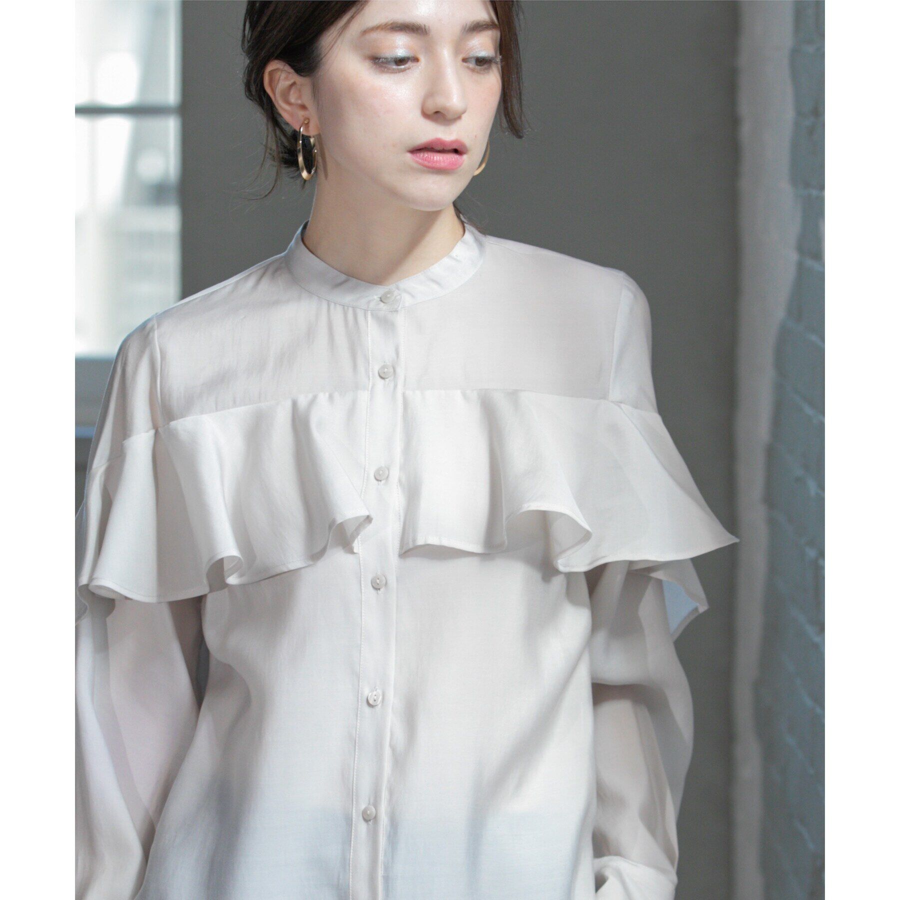 OPAQUE.CLIP「シアーフリルブラウス【洗濯機洗い可】」|シャツ・ブラウス|