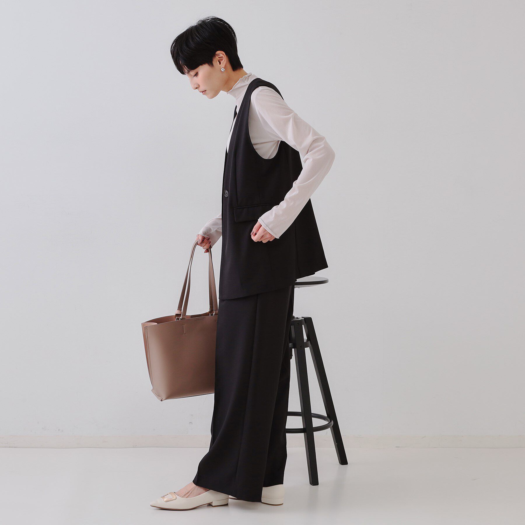 OPAQUE.CLIP「ベルト付きタックワイドパンツ/セットアップ対応【洗濯機洗い可】」|その他|