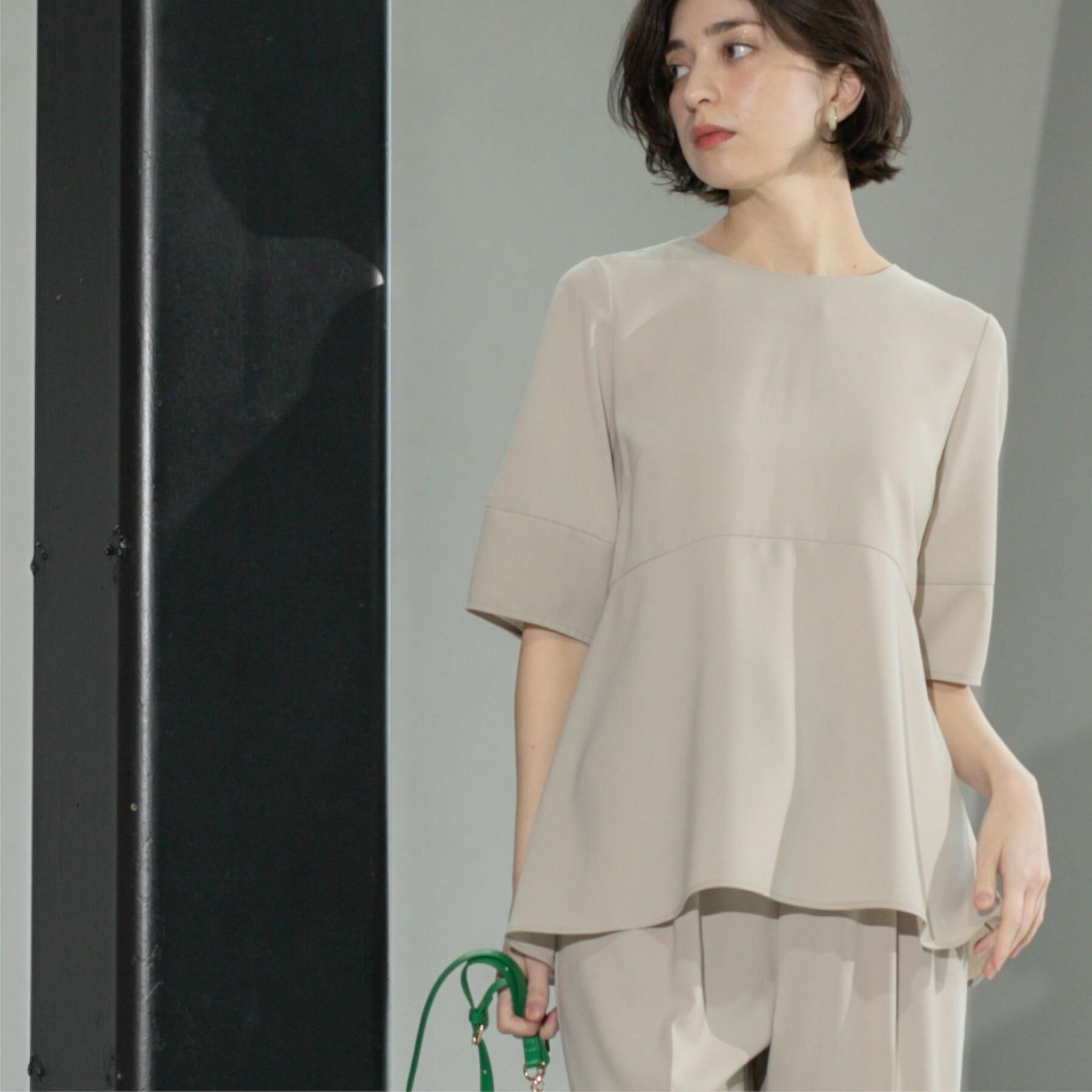 OPAQUE.CLIP「《6色展開》ストレッチペプラムブラウス/セットアップ対応【洗濯機洗い可/防シワ】」|シャツ・ブラウス|