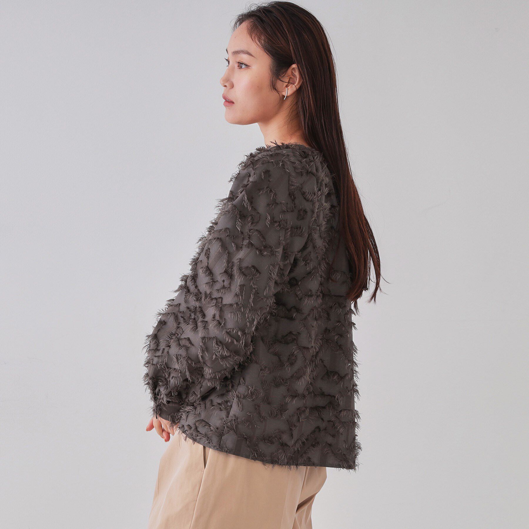 OPAQUE.CLIP「《VERY掲載》フリンジジャカードブラウス【洗濯機洗い可】」|シャツ・ブラウス|