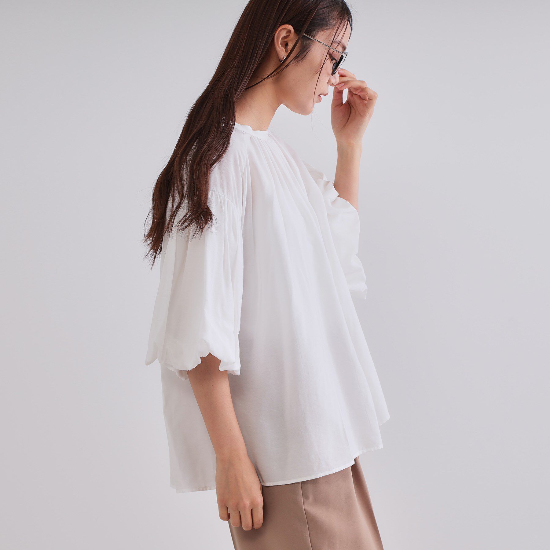 OPAQUE.CLIP「バルーンスリーブブラウス【洗濯機洗い可】」|シャツ・ブラウス|