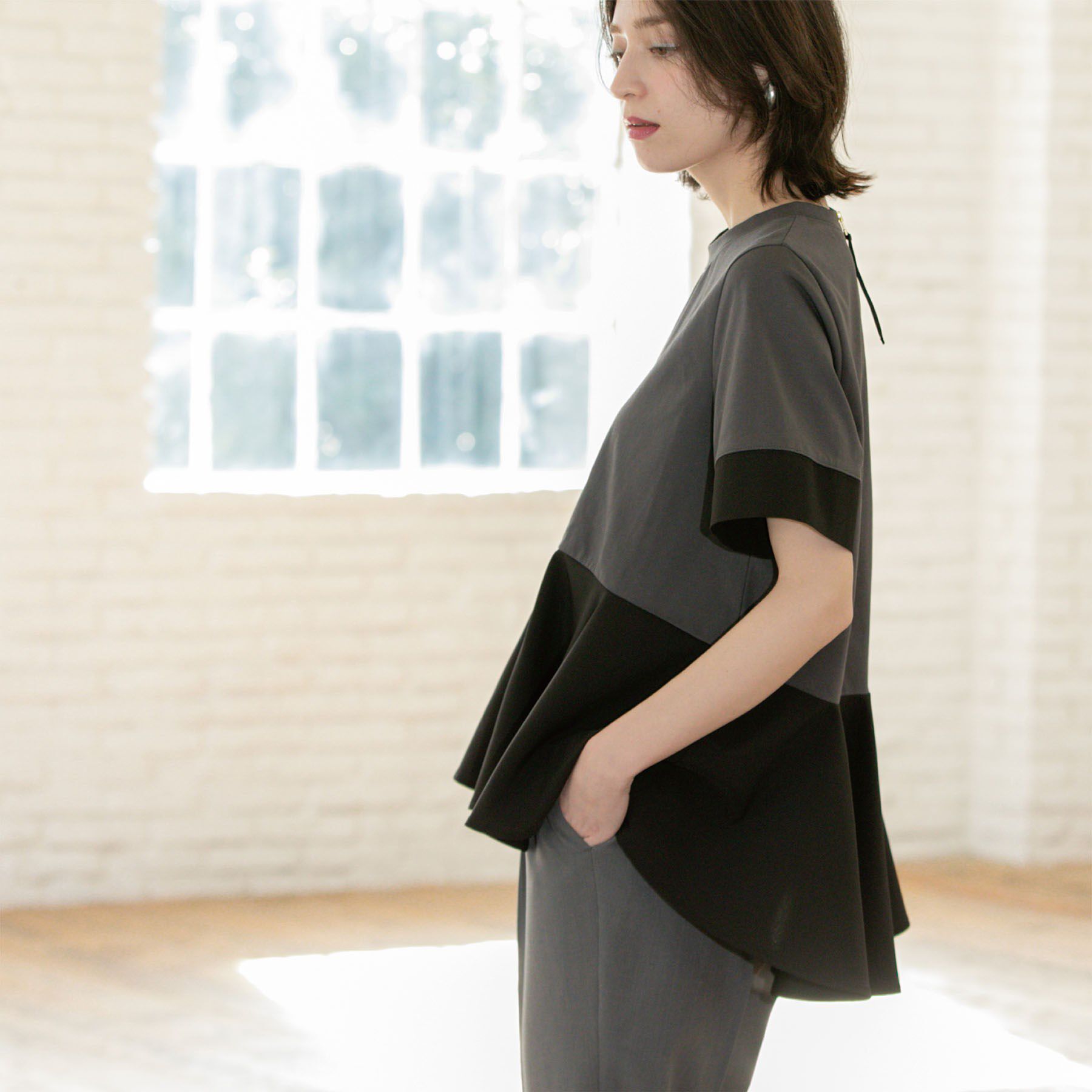 OPAQUE.CLIP「ペプラム切替ドッキングトップス【洗濯機洗い可】」|Tシャツ・カットソー|