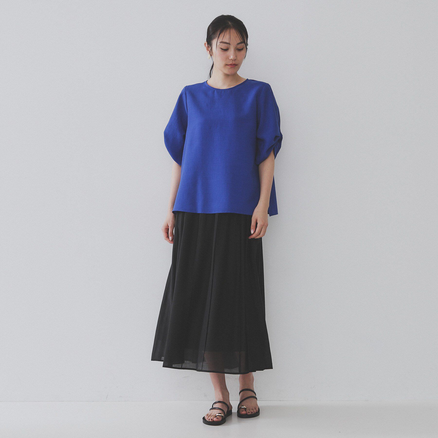 OPAQUE.CLIP「リネンライクタックスリーブブラウス【洗濯機洗い可/吸水速乾/接触冷感】」|シャツ・ブラウス|