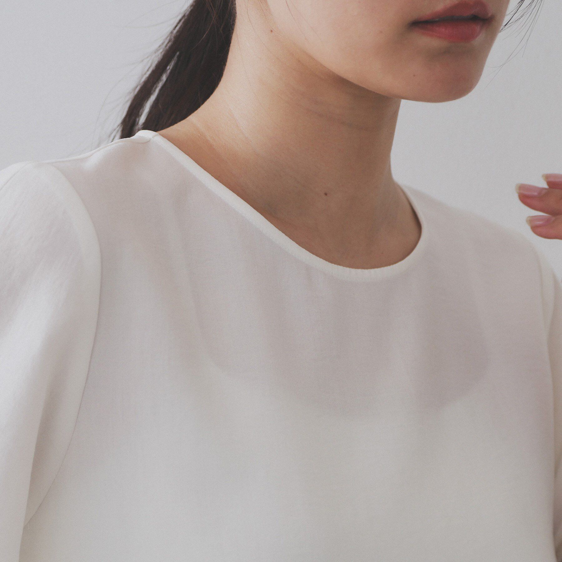 OPAQUE.CLIP「リネンライクタックスリーブブラウス【洗濯機洗い可/吸水速乾/接触冷感】」|シャツ・ブラウス|