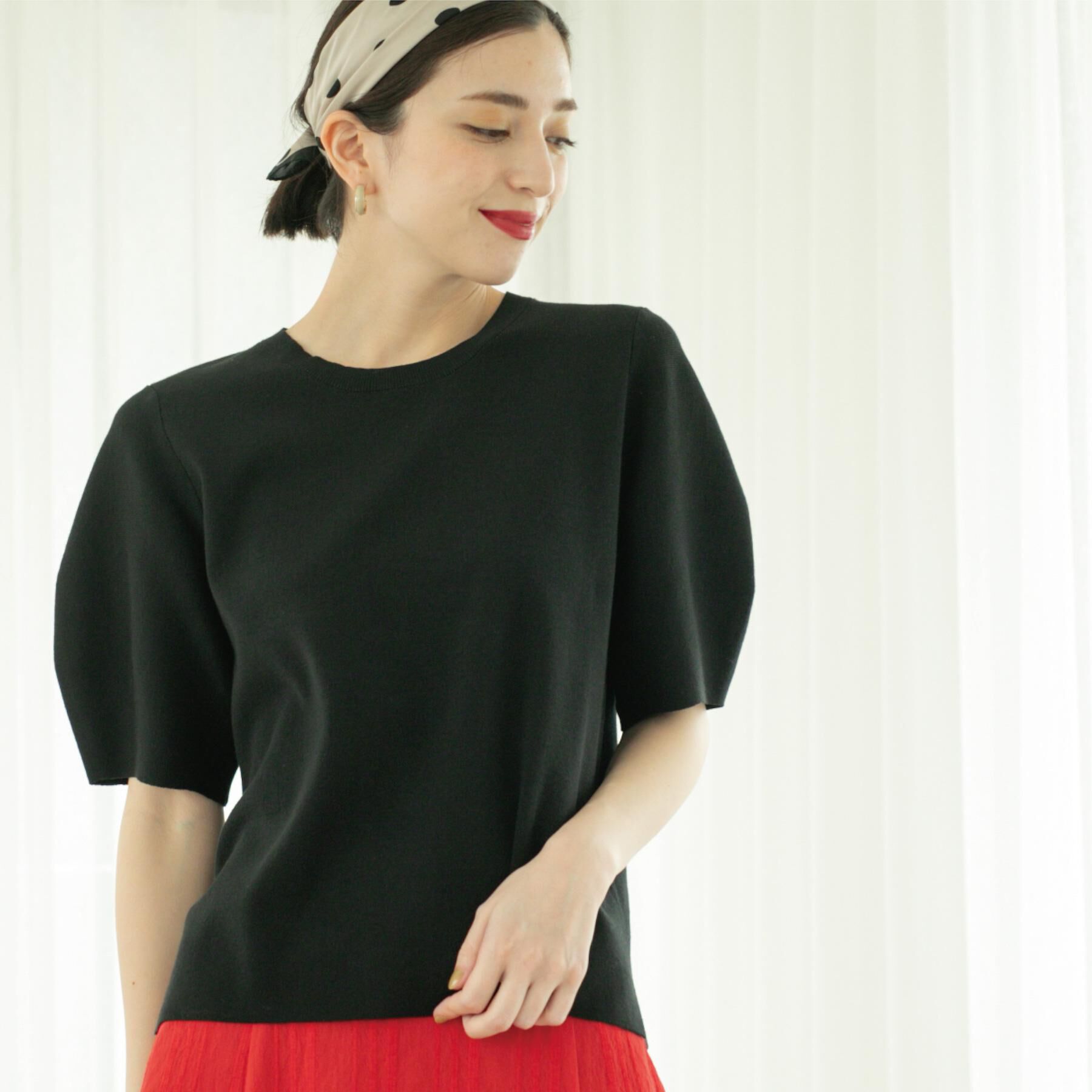 OPAQUE.CLIP「カーブスリーブニット【UV/洗濯機洗い可】」|ニット・セーター|