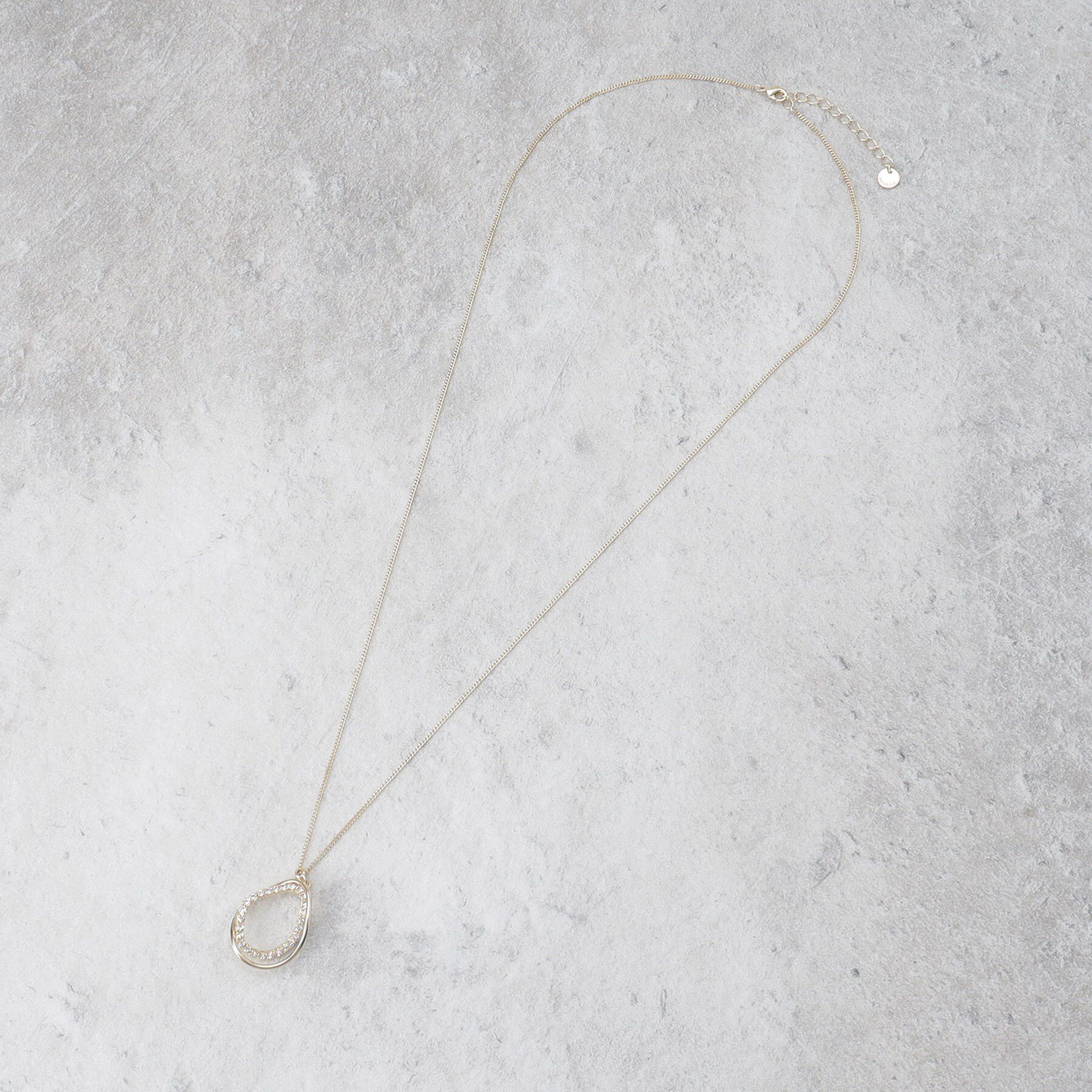 OPAQUE.CLIP「変型メタルリング&times;ビジューリングネックレス」|ネックレス|