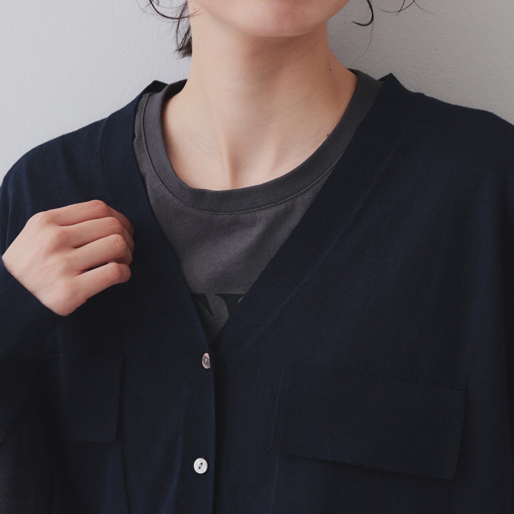 OPAQUE.CLIP「ポケットシアーニットカーディガン【洗濯機洗い可】」|カーディガン|