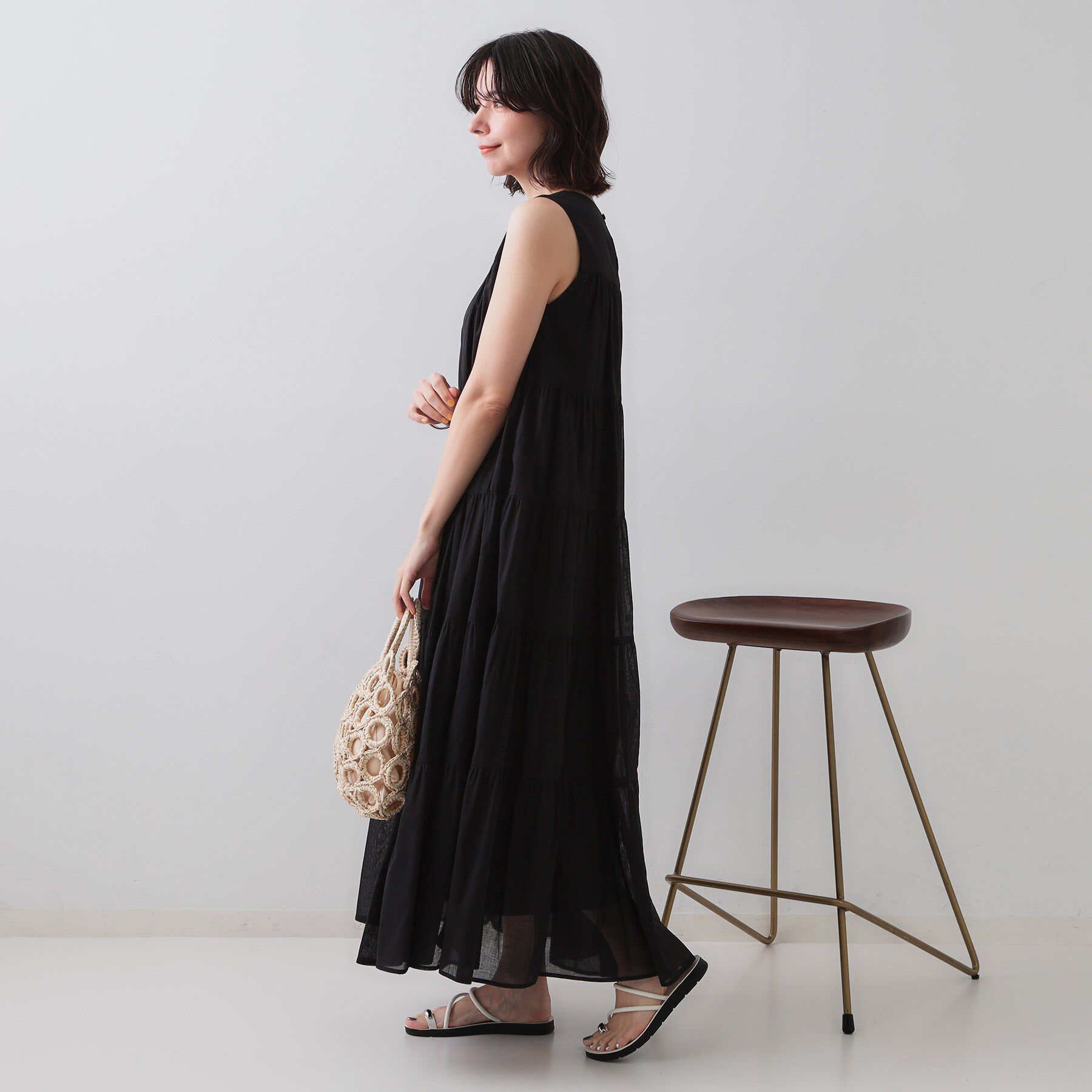 OPAQUE.CLIP「《Can Cam掲載》ティアードマキシドレス/オーガニックコットン混【洗濯機洗い可】」|ワンピース|