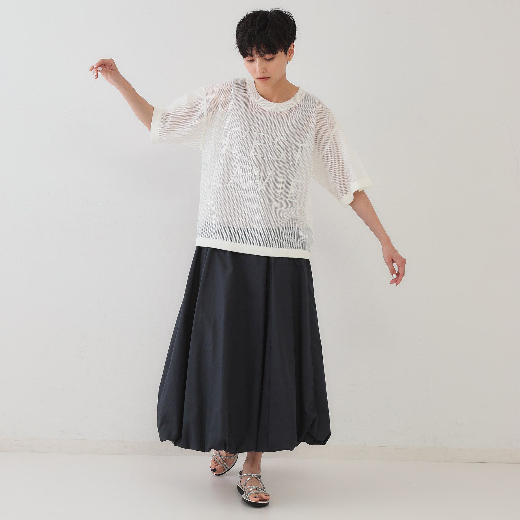 OPAQUE.CLIP「メッシュロゴニット【洗濯機洗い可】」|ニット・セーター|