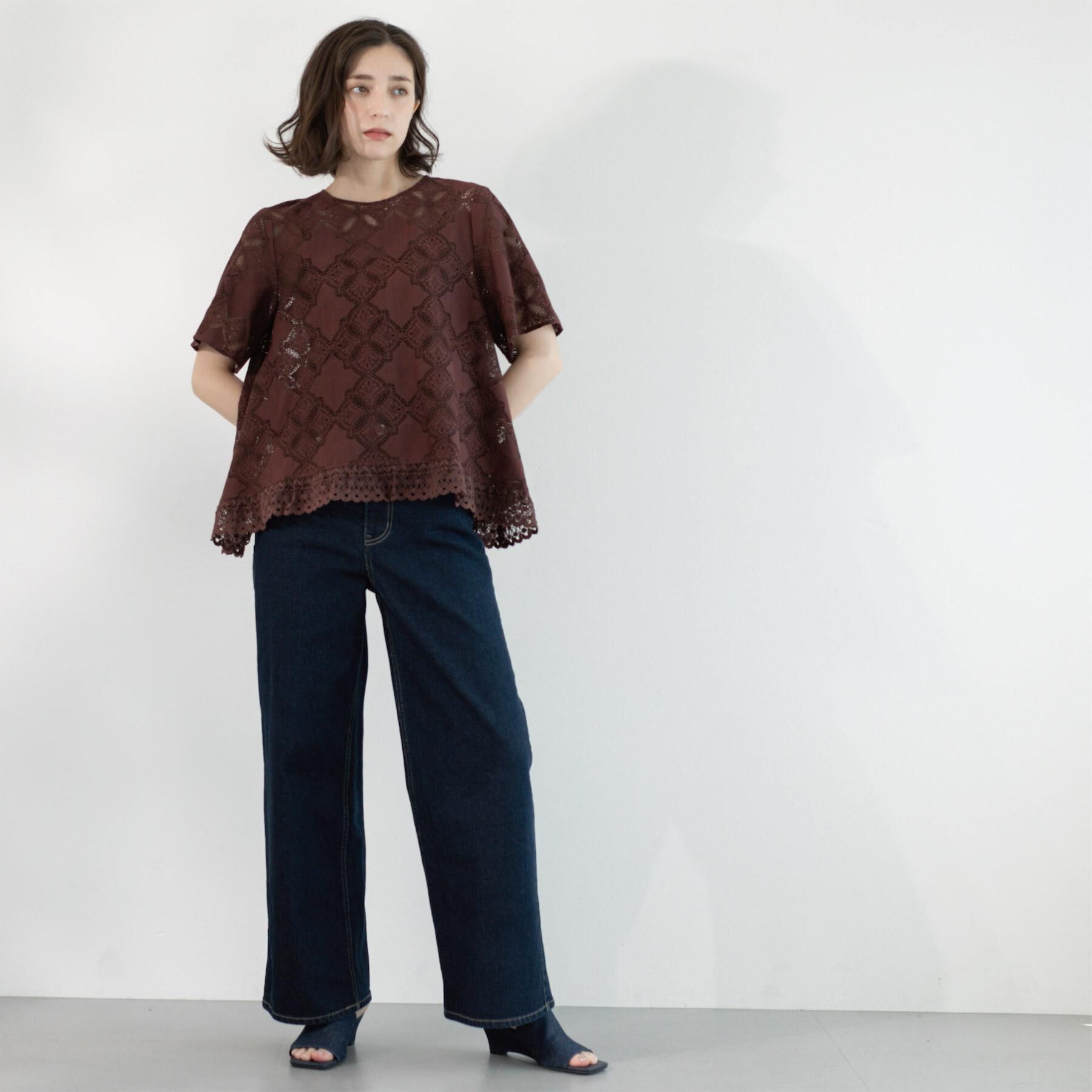 OPAQUE.CLIP「レースフレアブラウス【洗濯機洗い可】」|シャツ・ブラウス|