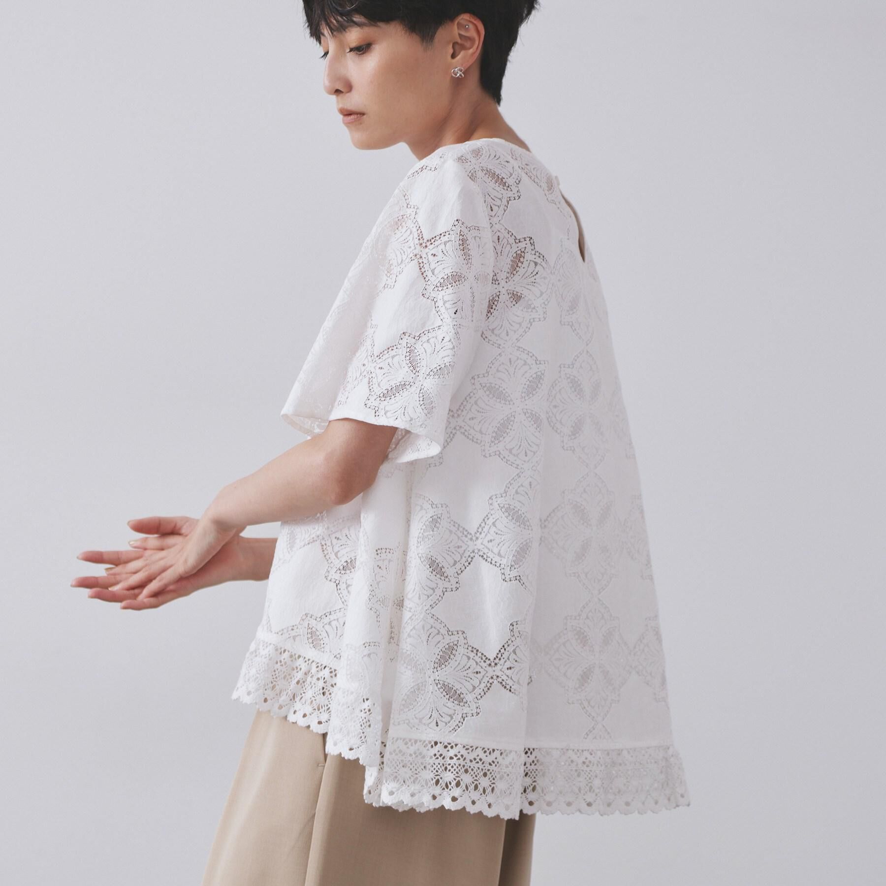 OPAQUE.CLIP「レースフレアブラウス【洗濯機洗い可】」|シャツ・ブラウス|