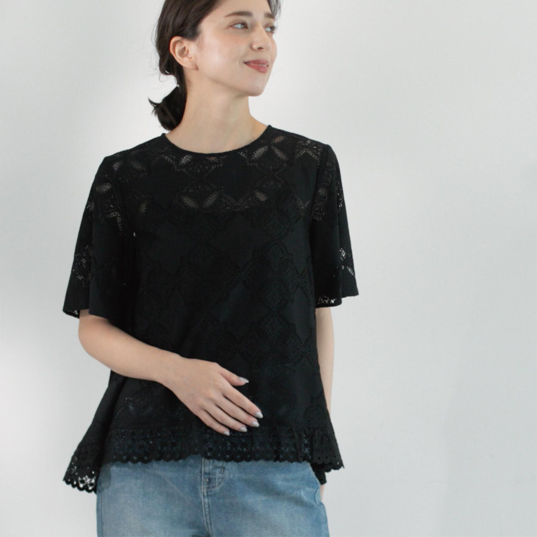 OPAQUE.CLIP「レースフレアブラウス【洗濯機洗い可】」|シャツ・ブラウス|