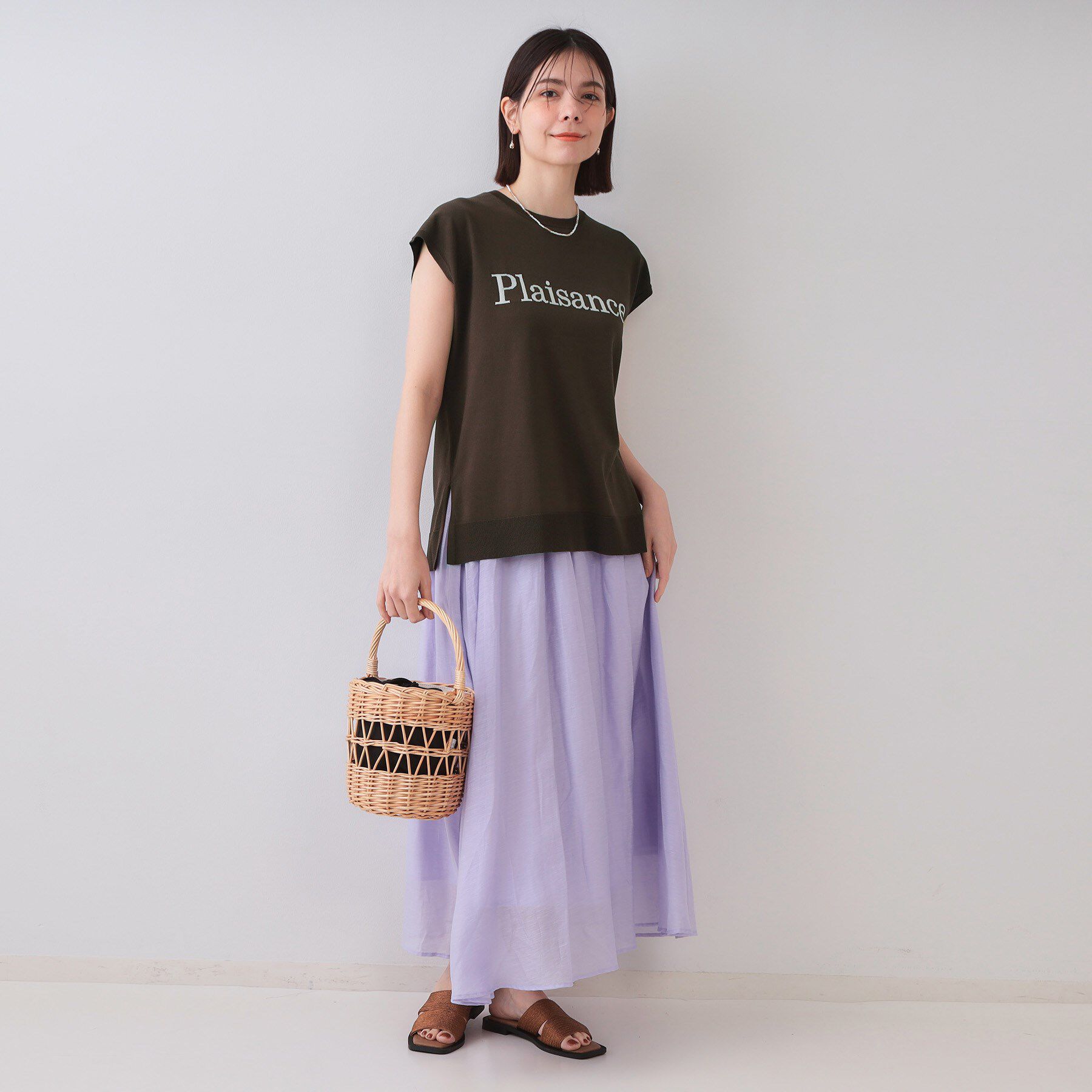 OPAQUE.CLIP「ロゴフレンチスリーブニット【洗濯機洗い可/UV/接触冷感/抗ピル】」|ニット・セーター|