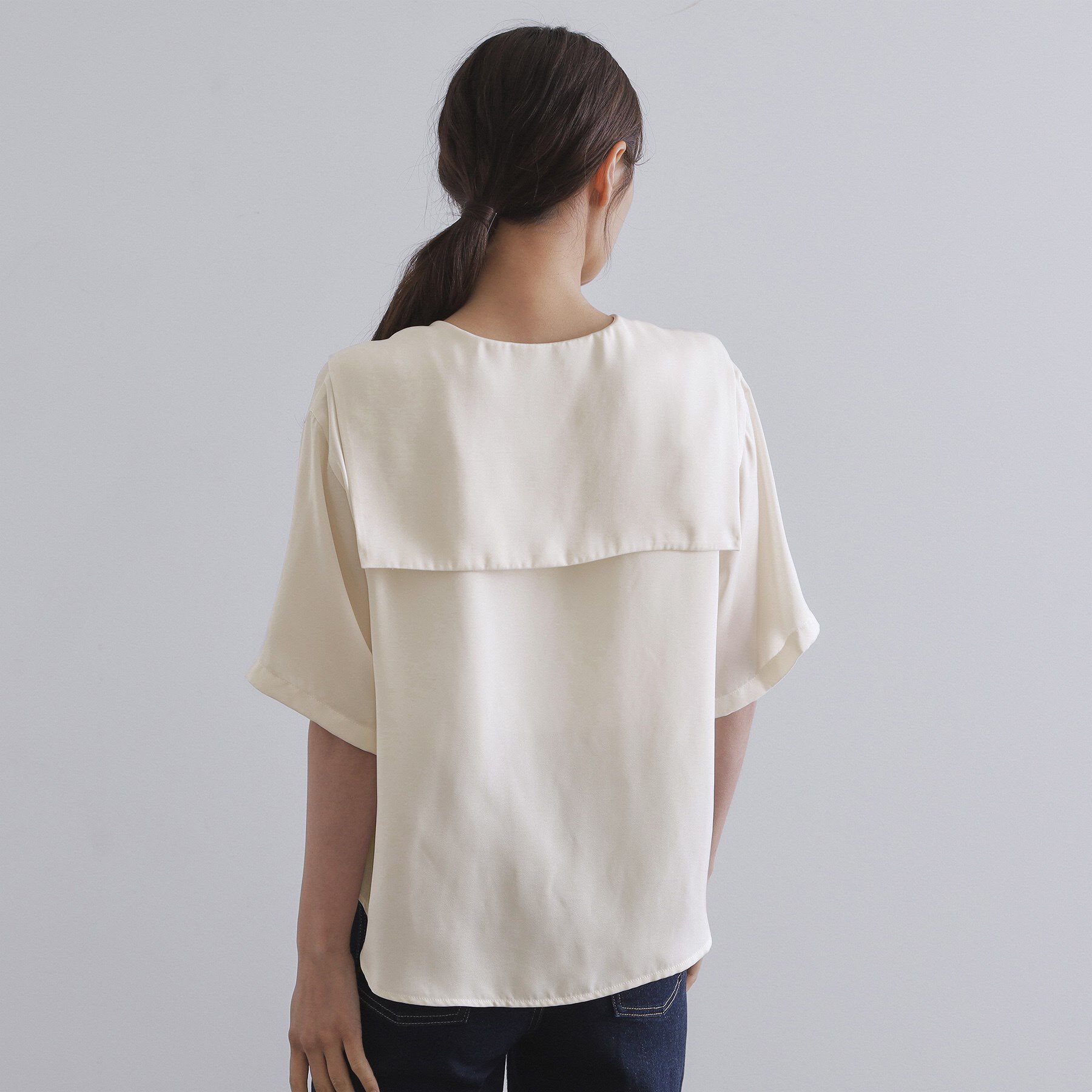 OPAQUE.CLIP「ヴィンテージサテンセーラーカラーブラウス【洗濯機洗い可】」|シャツ・ブラウス|