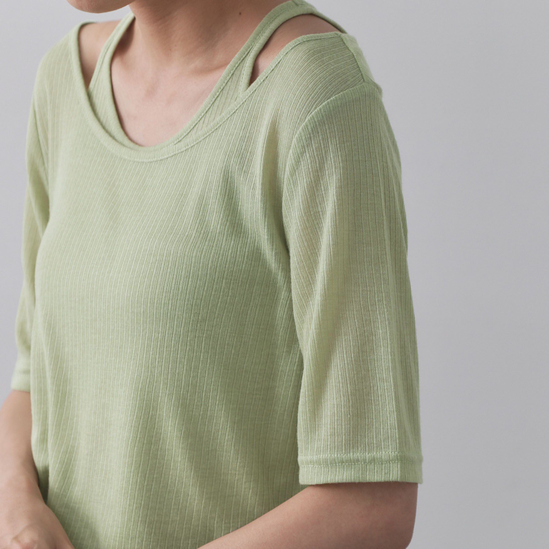 OPAQUE.CLIP「シアーリブレイヤードカットソー【洗濯機洗い可】」|Tシャツ・カットソー|