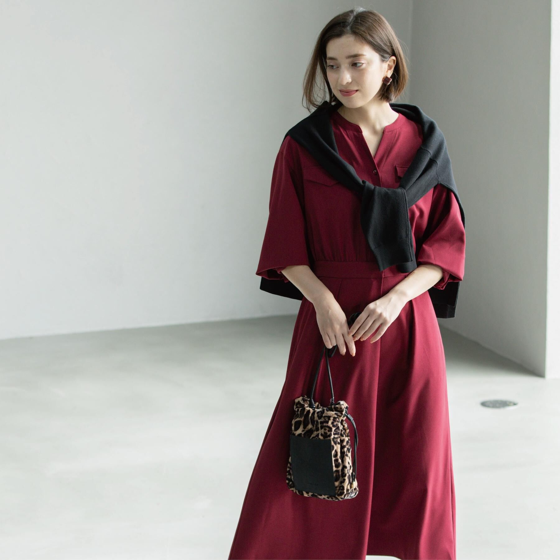 OPAQUE.CLIP「ウールライクフィット＆フレアワンピース【洗濯機OK】」|ワンピース|