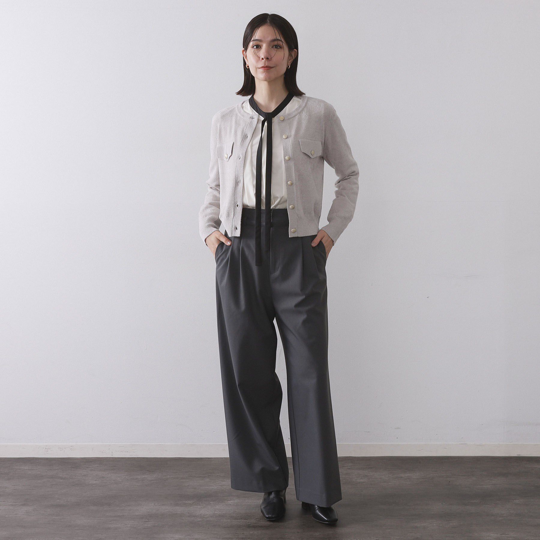 OPAQUE.CLIP「モールニットクルーカーディガン【洗濯機OK】」|カーディガン|