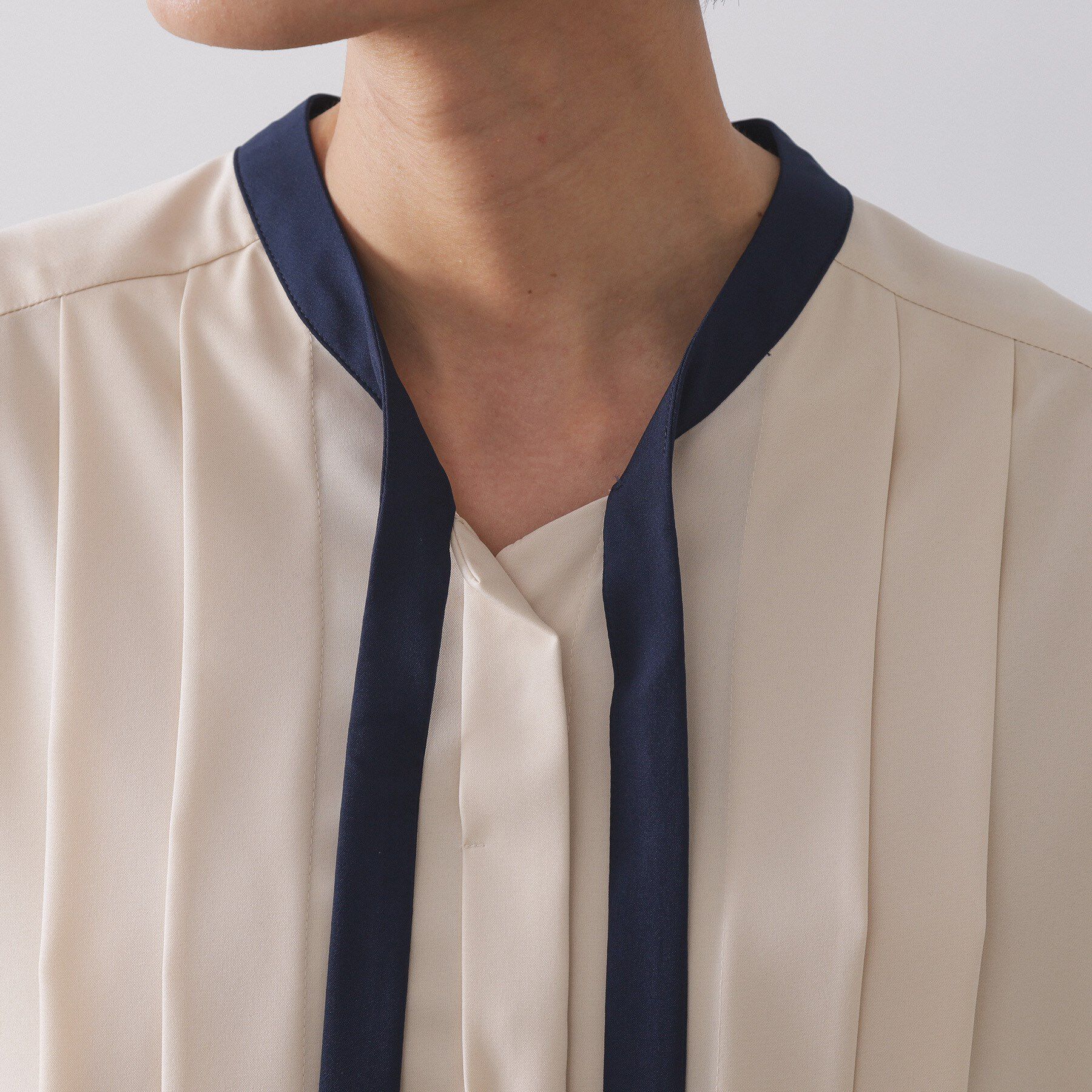 OPAQUE.CLIP「バイカラーボウタイブラウス【洗濯機OK】」|シャツ・ブラウス|