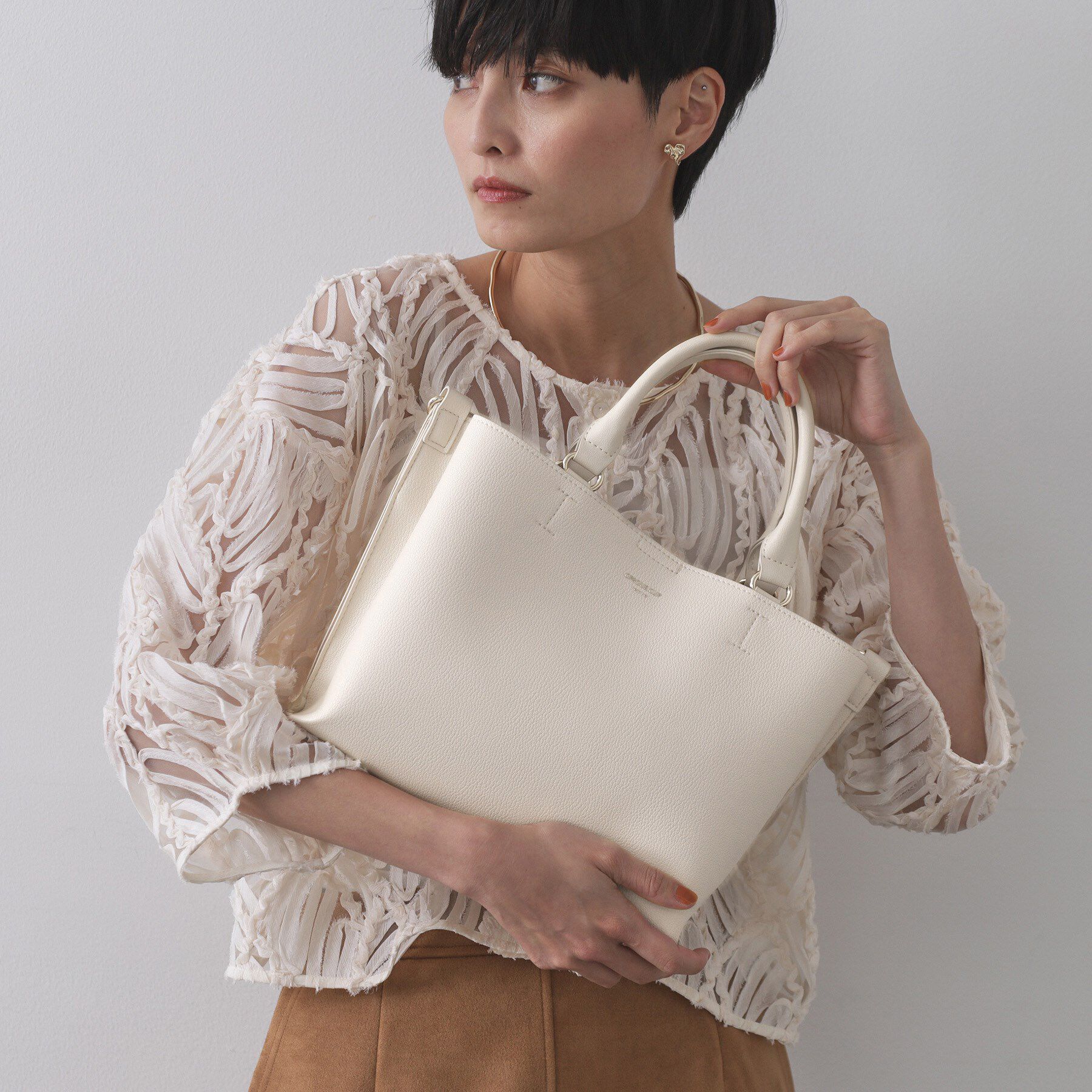 OPAQUE.CLIP「【2WAY/人間工学】ソフトシュリンク合皮ミドルサイズトートバッグ」|トートバッグ|