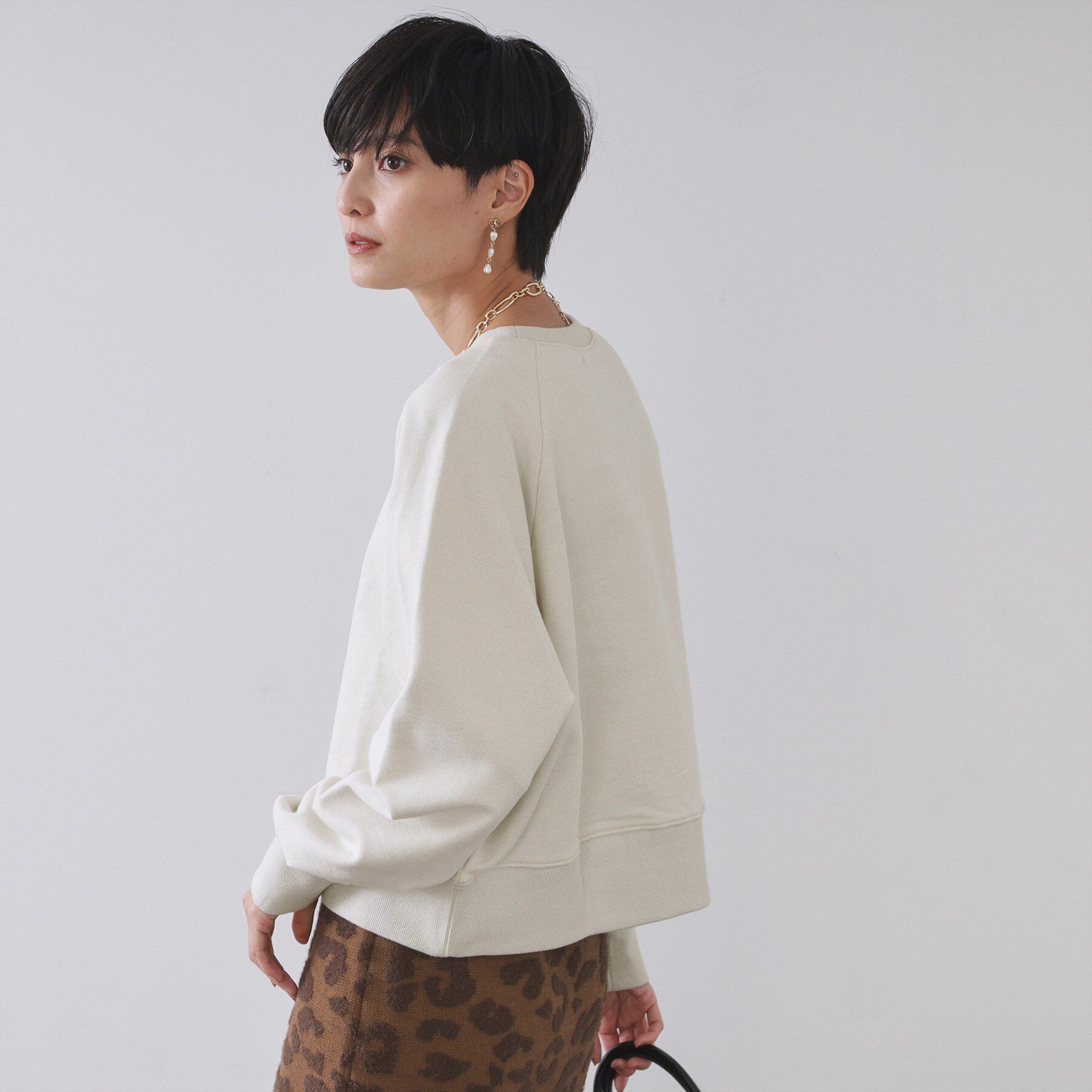 OPAQUE.CLIP「ラメ裏毛ショートプルオーバー【洗濯機OK】」|パーカー|