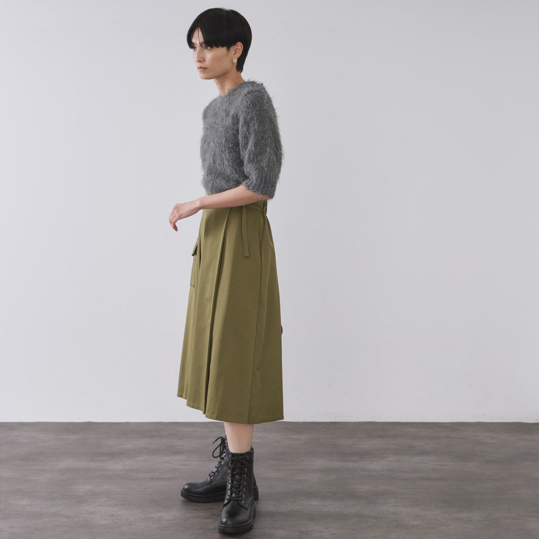 OPAQUE.CLIP「アシメプリーツスカート【洗濯機OK】」|スカート|