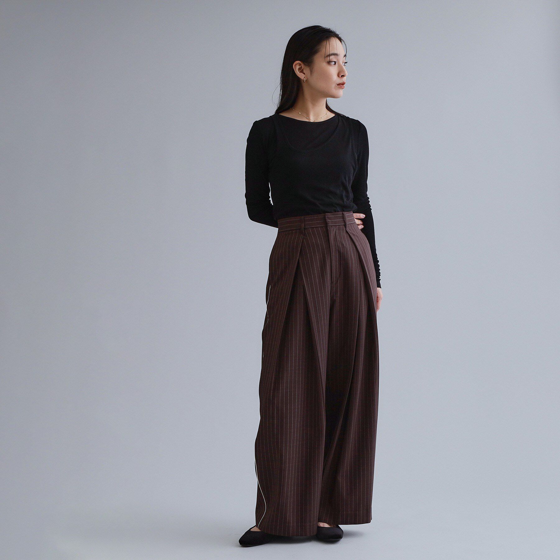 OPAQUE.CLIP「【es】ピンストライプ 変形ワイドパンツ【洗濯機OK】」|その他|