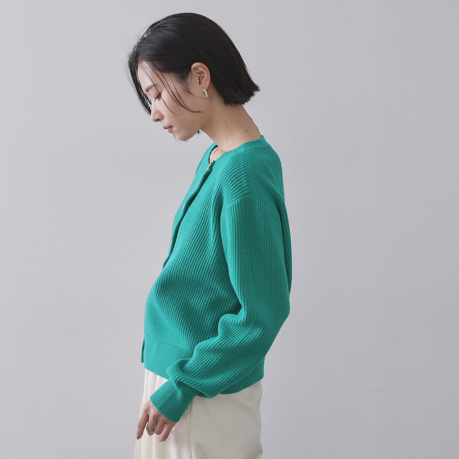 OPAQUE.CLIP「アシンメトリーボタンカーディガン【洗濯機OK】」|カーディガン|