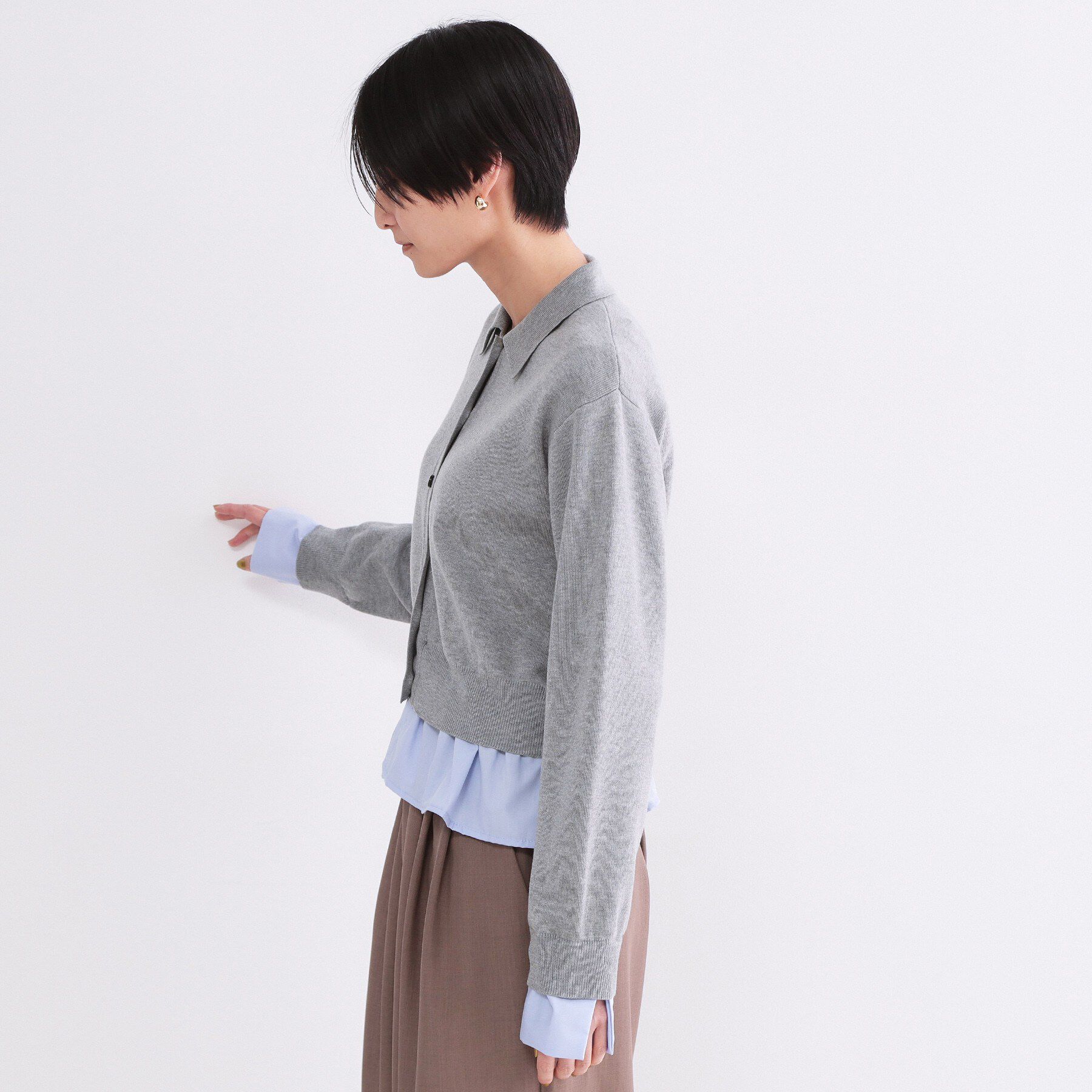 OPAQUE.CLIP「ポロ衿シャツドッキングニット【洗濯機OK】」|カーディガン|