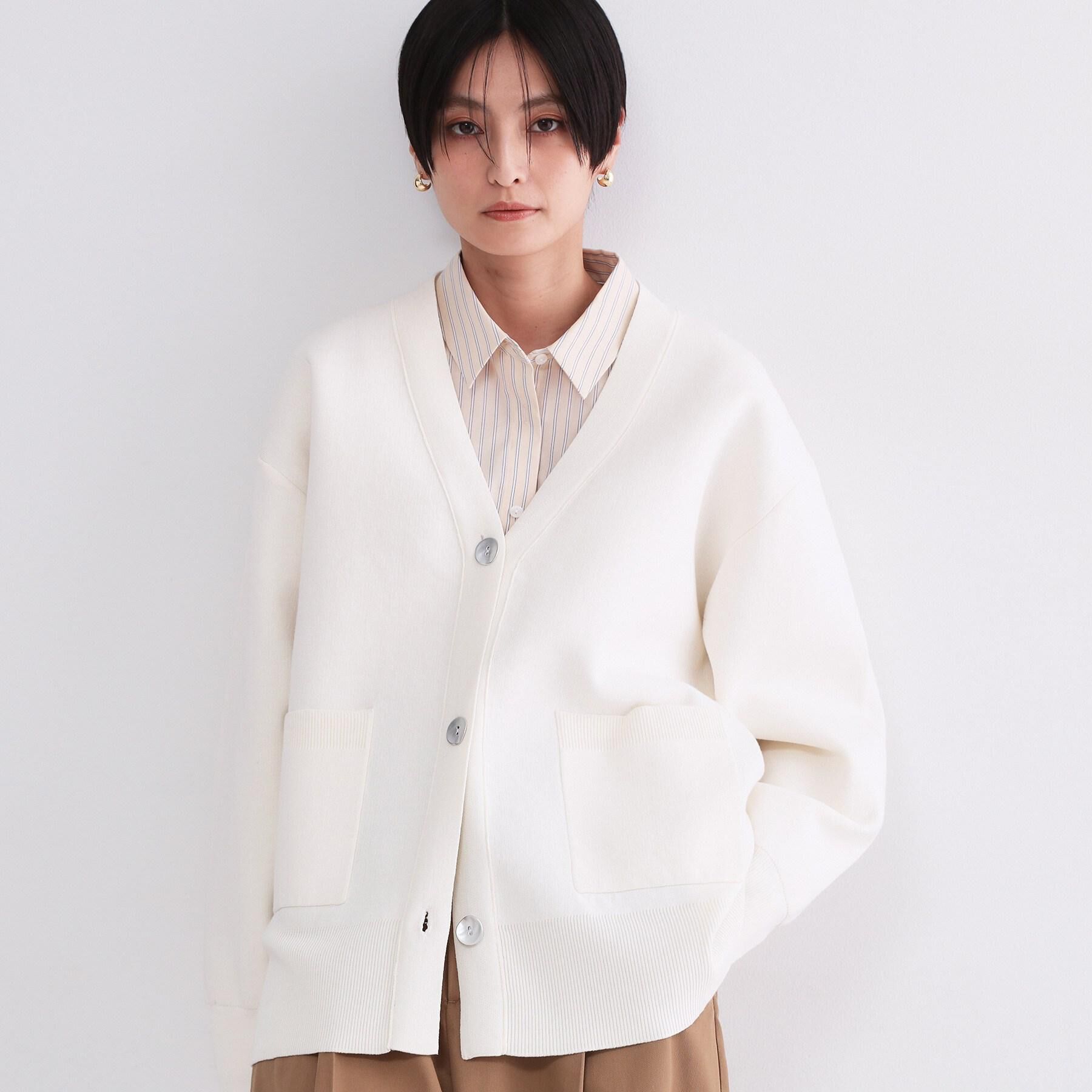 OPAQUE.CLIP「Vネックミドルニットカーディガン【洗濯機OK】」|カーディガン|