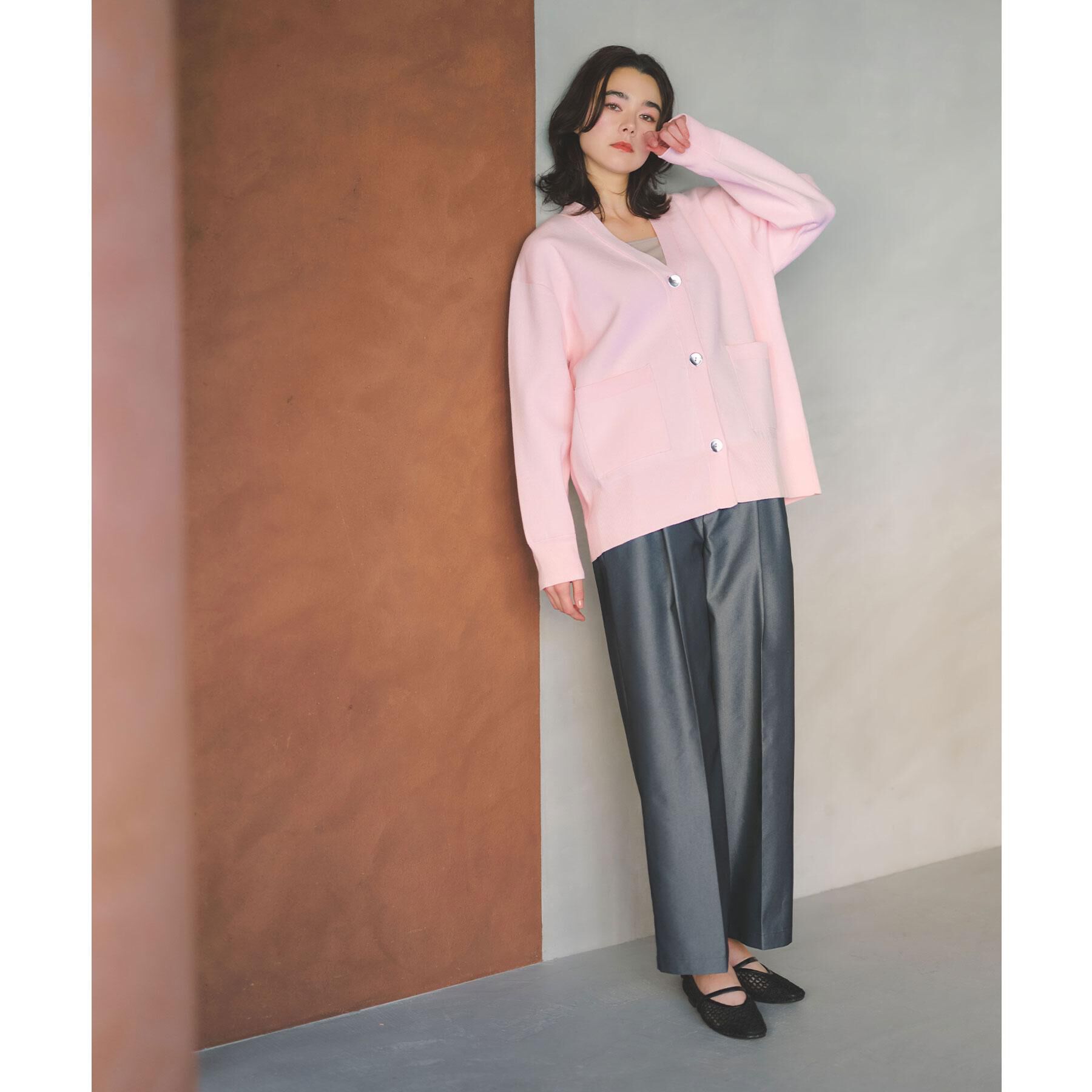 OPAQUE.CLIP「Vネックミドルニットカーディガン【洗濯機OK】」|カーディガン|