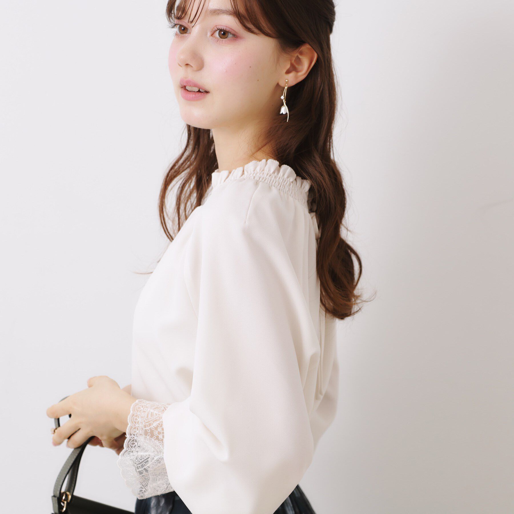 Couture broach「【大人可愛い・通勤】レースキャンディーシャーリングチュニック」|シャツ・ブラウス|