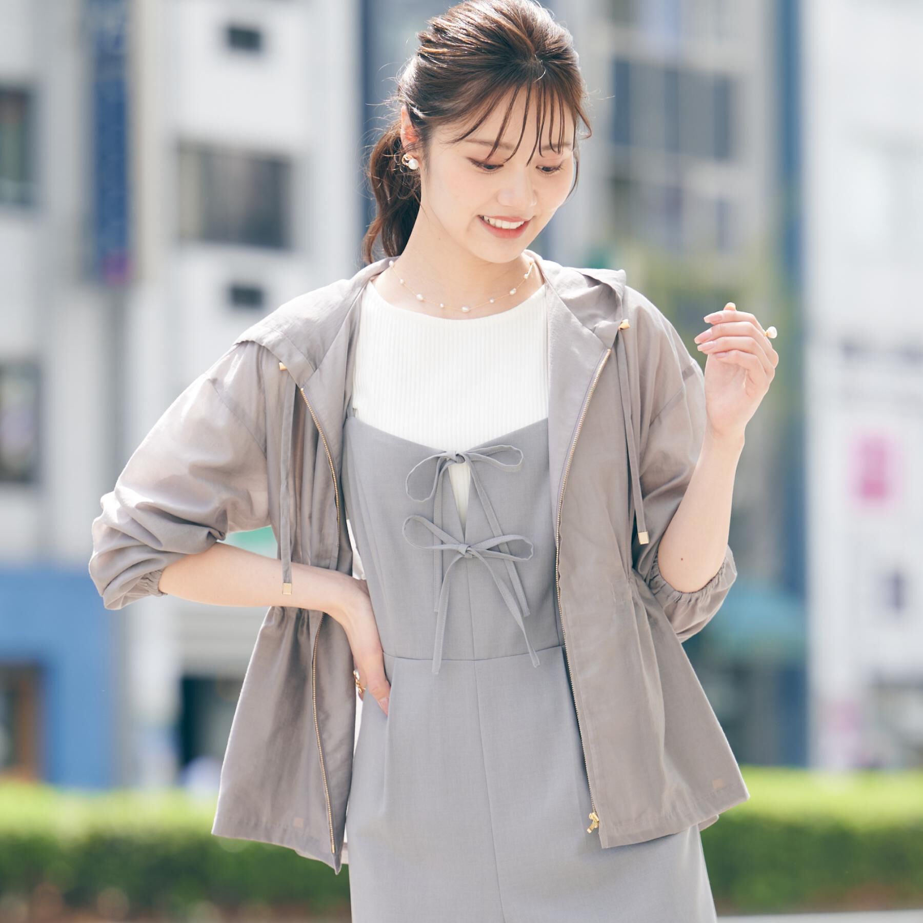 Couture broach「【オシャレな透け感・ペプラム】愛されシアーマンパ」|ブルゾン・スタジャン|