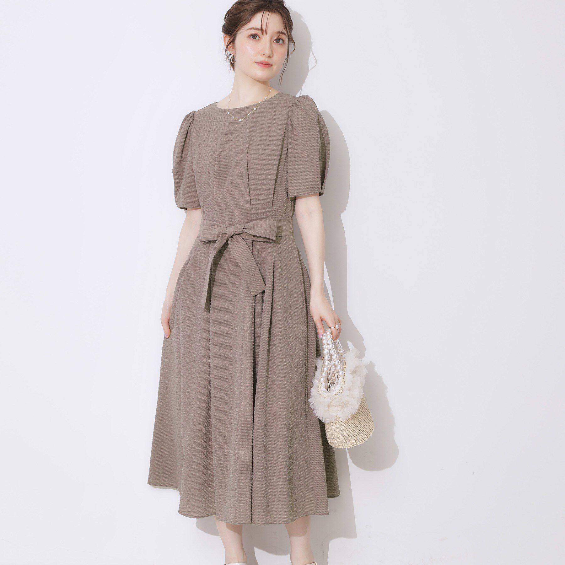 Couture broach「【細見え・キレイめ】サッカータックワンピース」|ワンピース|