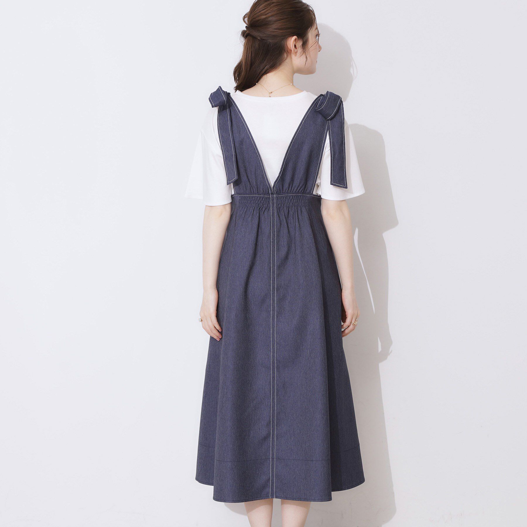 Couture broach「デニムライク肩リボンワンピース」|ワンピース|